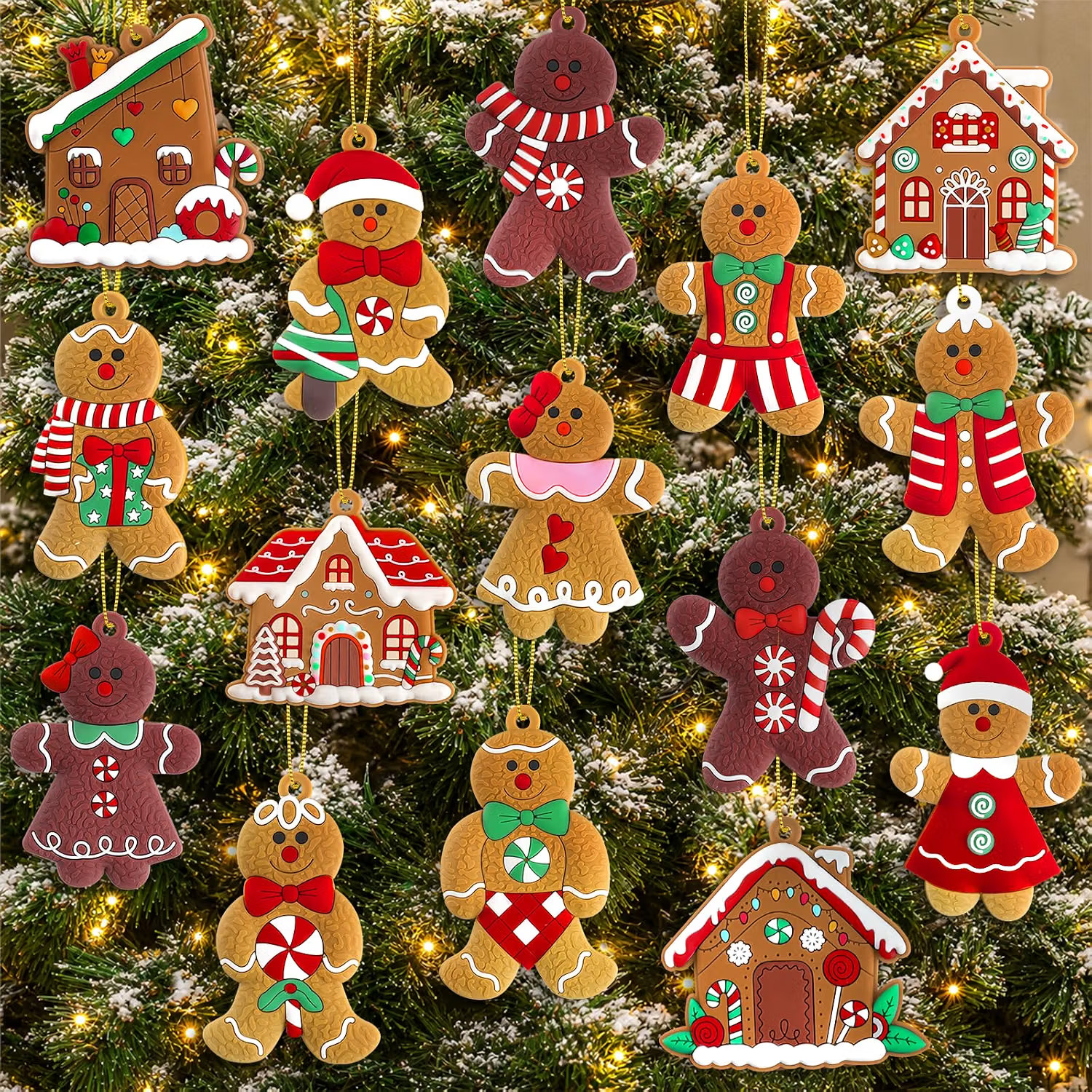 16Pcs Gingerbread Man Christmas Ornaments 3\