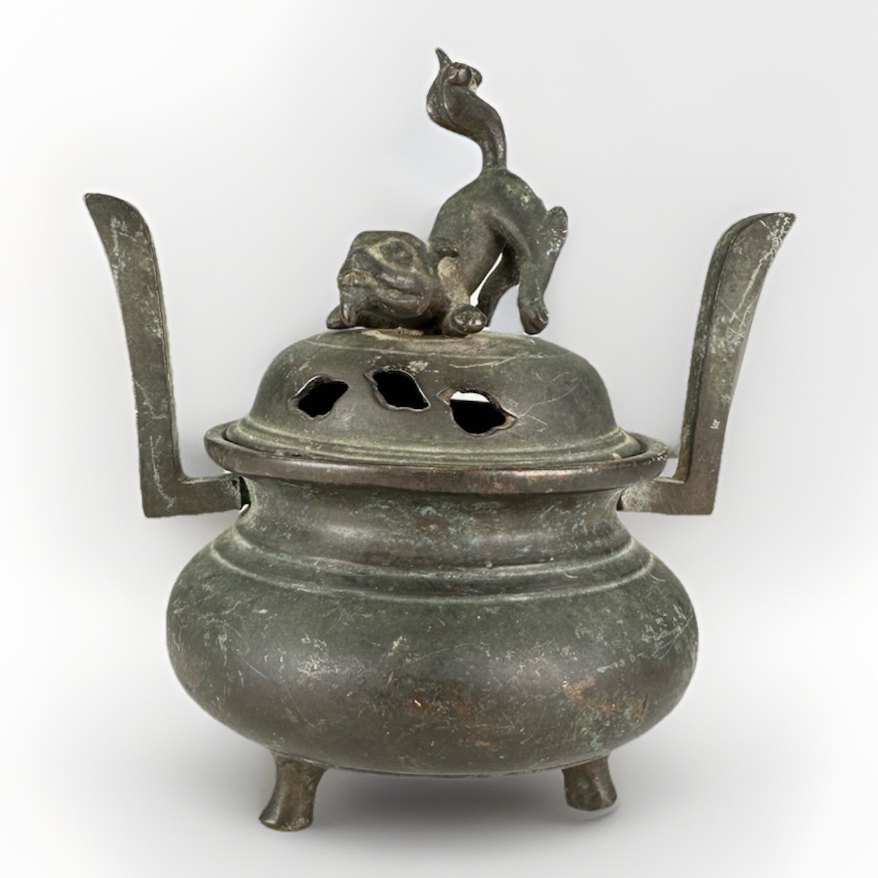 Antique 18-19th Century Bronze Chinese Foo Dog Censer Qing Dynasty Good Patina Antique 18-19th Century Bronze Chinese Foo Dog Censer Qing Dynasty Good Patina