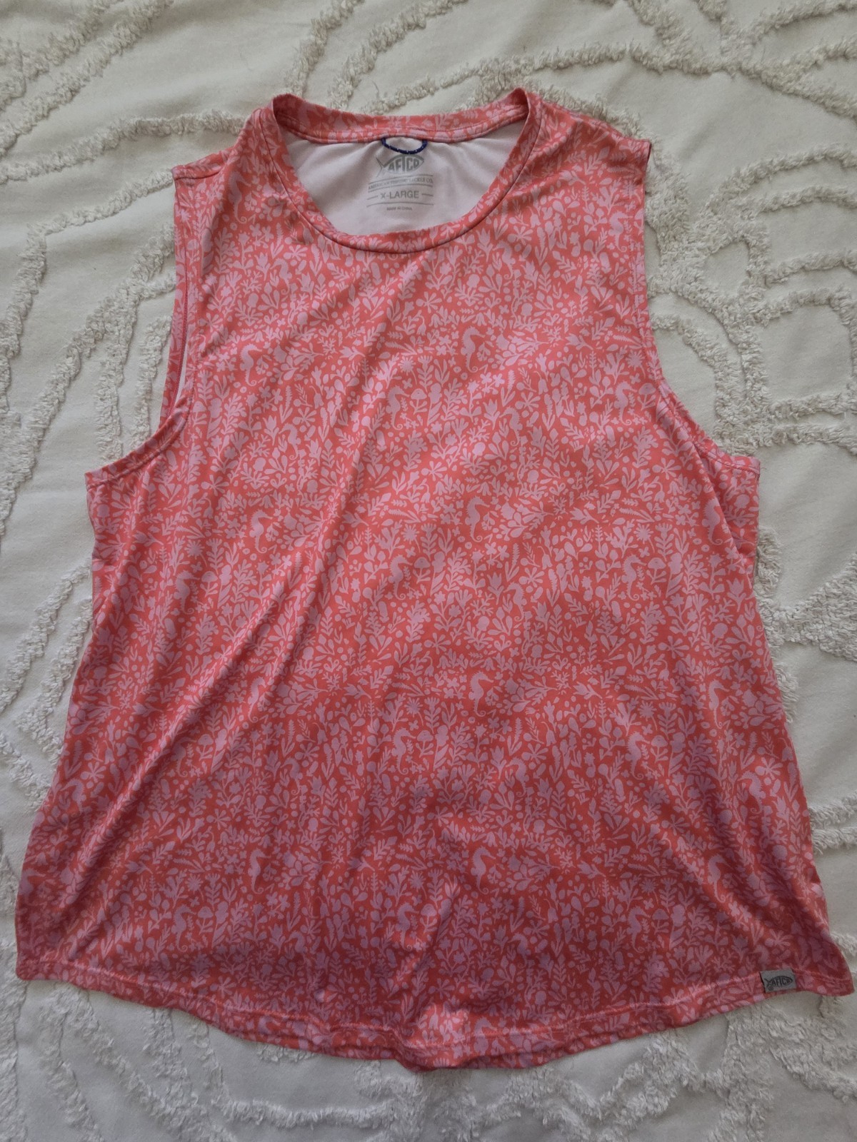 AFTCO Ocean Bound Performance Fishing Tank Top XL Extra Large Coral Seahorse UPF AFTCO Ocean Bound Performance Fishing Tank Top XL Extra Large Coral Seahorse UPF