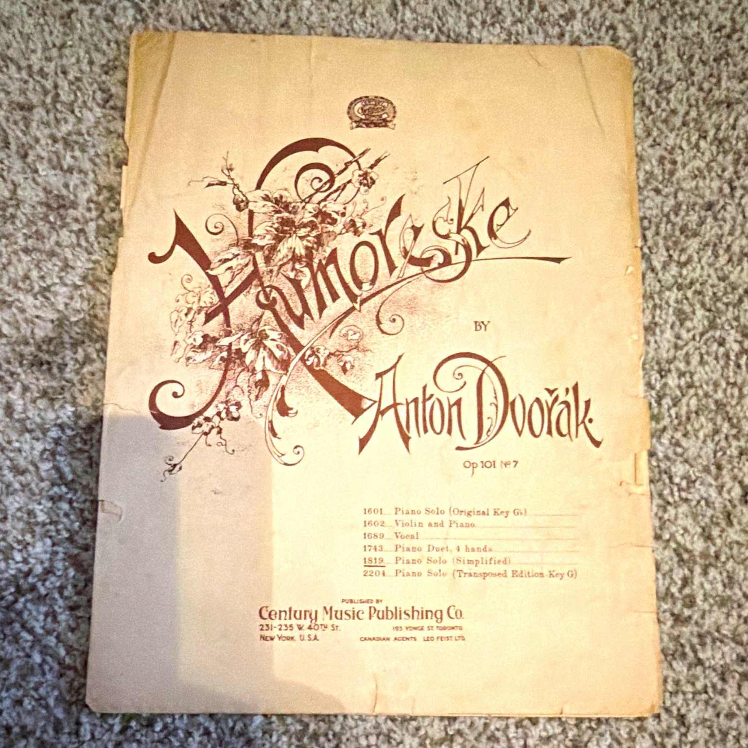 Humoreske Dvorak Piano Solo Sheet Music Op. 101 No. 7 MPN 1619-4 Humoreske Dvorak Piano Solo Sheet Music Op. 101 No. 7 MPN 1619-4