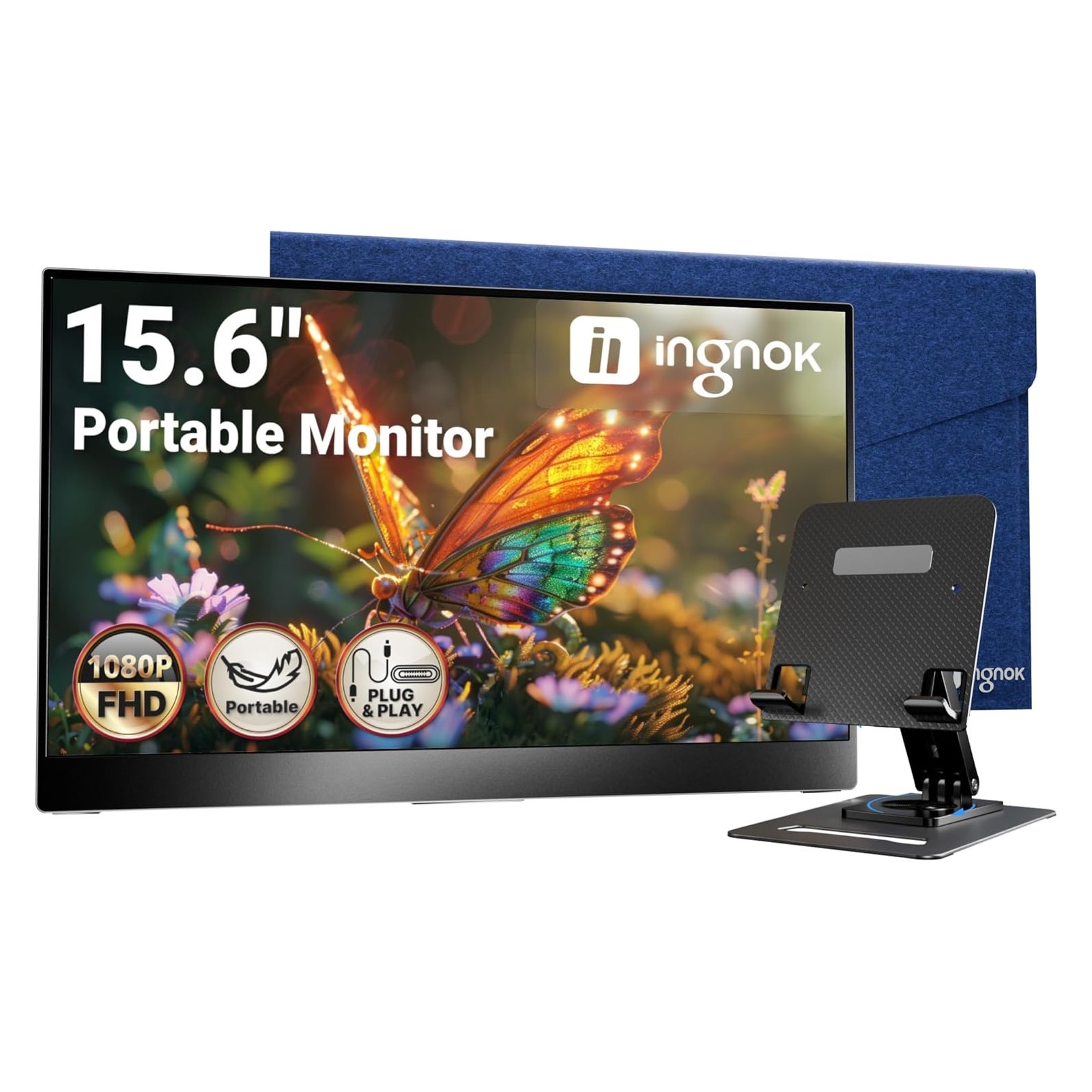 Ingnok Portable Monitor Ultra Slim 15.6'' FHD IPS Laptop Screen Extender w/Stand Ingnok Portable Monitor Ultra Slim 15.6'' FHD IPS Laptop Screen Extender w/Stand