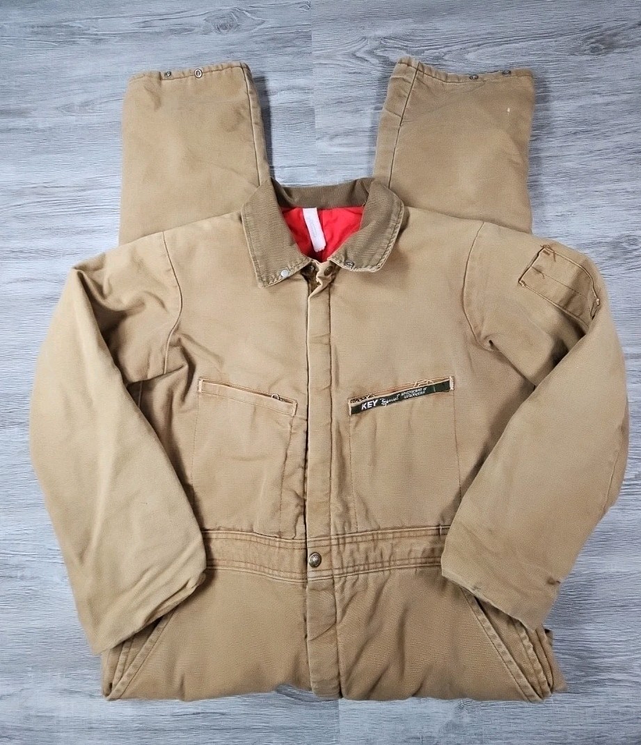 VTG Key Imperial Aristocrat Coveralls Mens Large Long Quilt Lined Mechanic USA