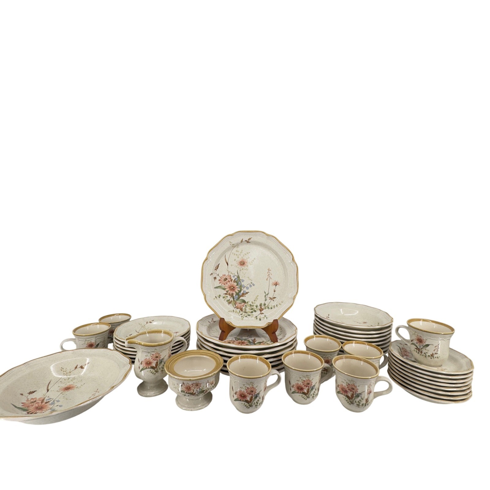VTG Mikasa Stoneware Field Boquet Floral Dinnerware Set Cottagecore 42 Pieces