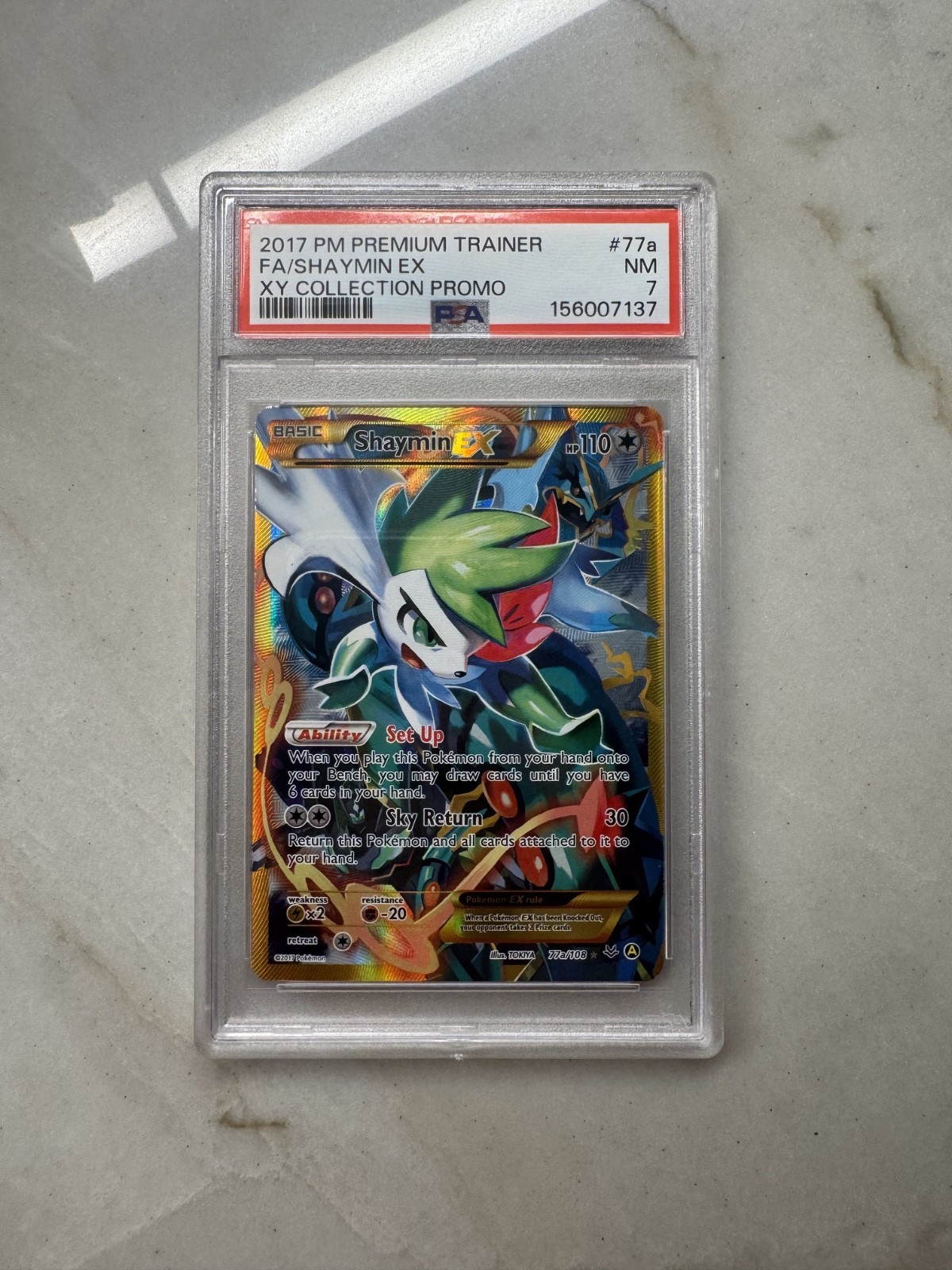 PSA 7 Pokemon 2017 XY Collection Promo Shaymin EX 77a/108 Alt-Art NM PSA 7 Pokemon 2017 XY Collection Promo Shaymin EX 77a/108 Alt-Art NM