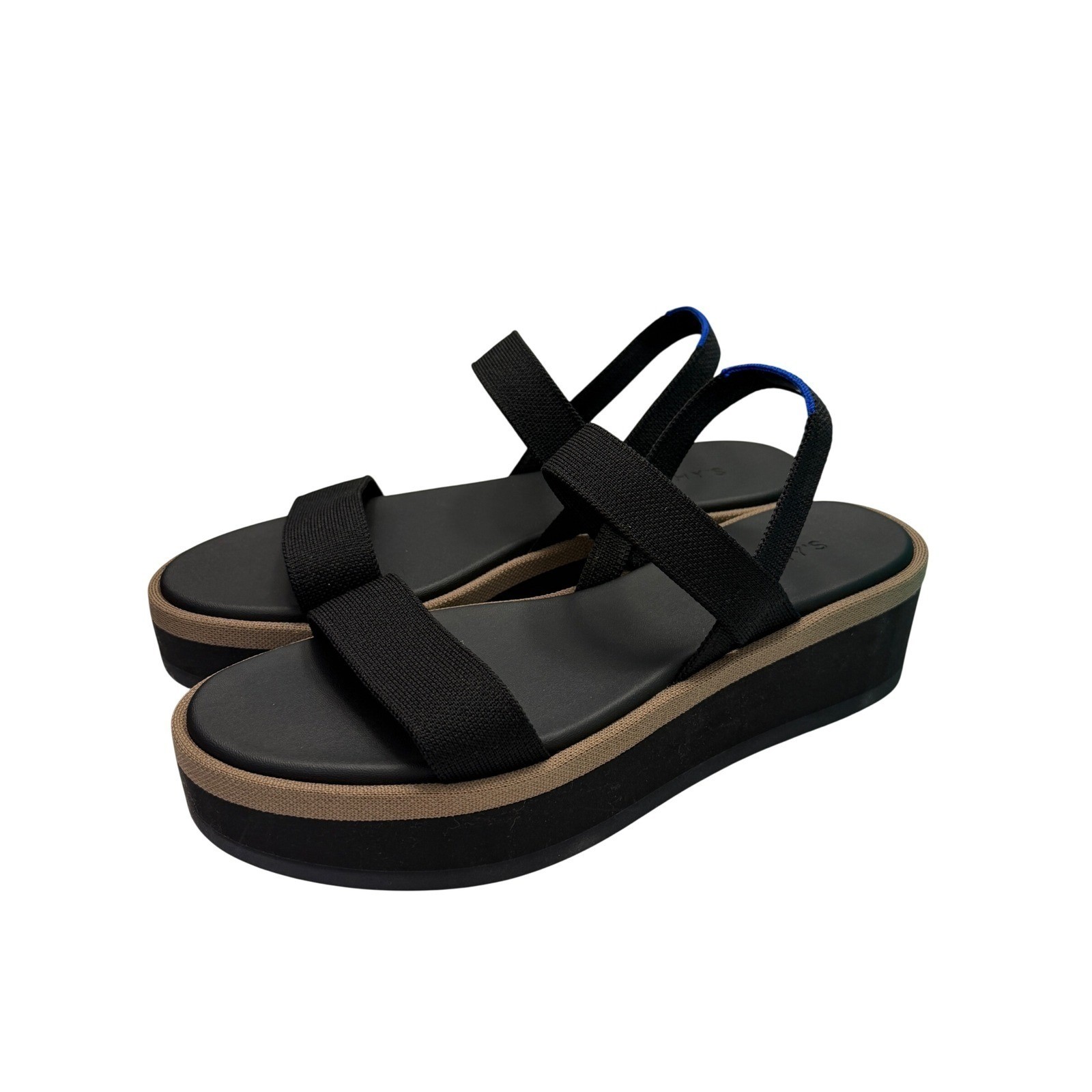 Rothys The Weekend Slide Platform Sandal Black Sesame W9 Recycled Knit