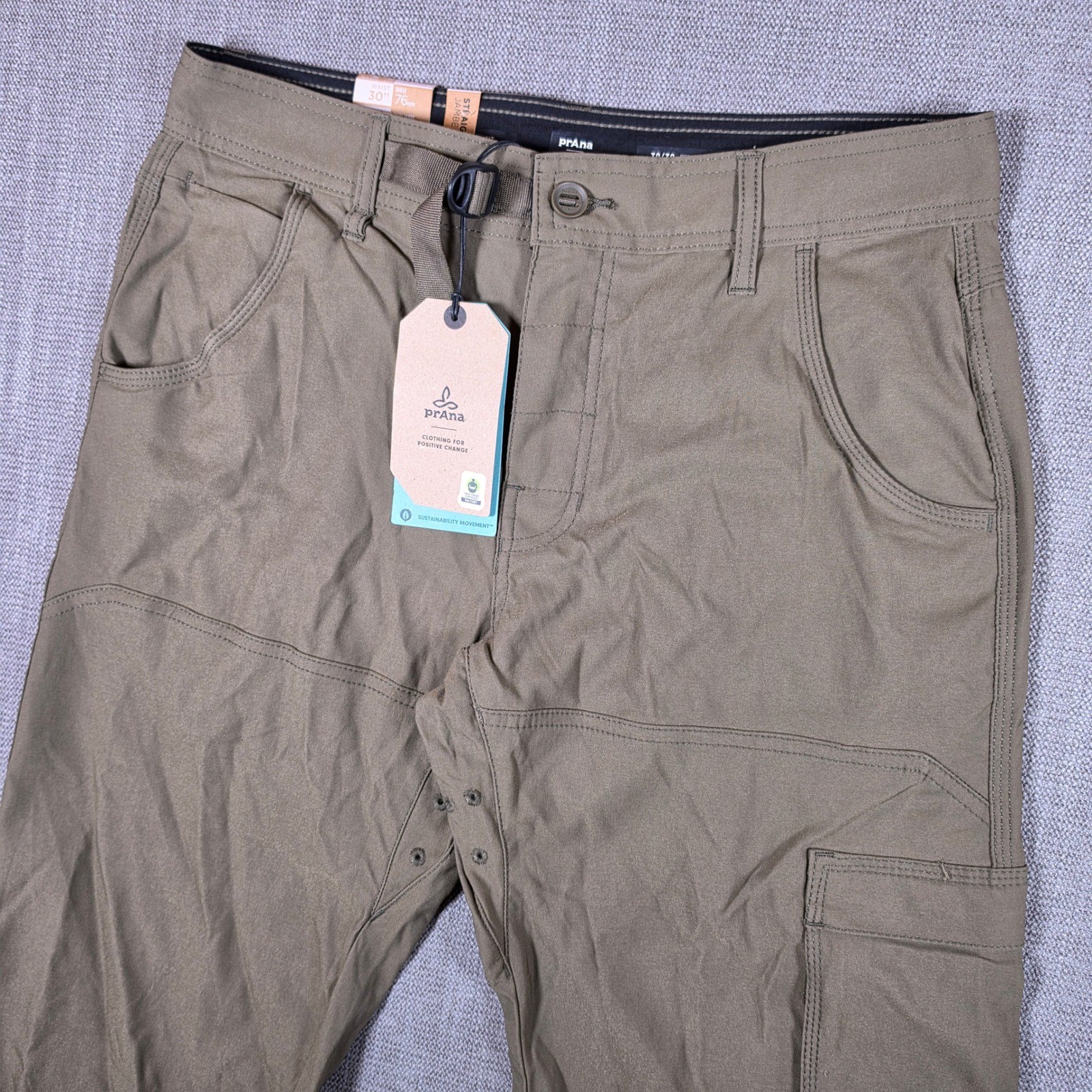 NEW Prana Stretch Zion Pant II Mens 30/30 Slate Green Hybrid Stretch Cargo Hike