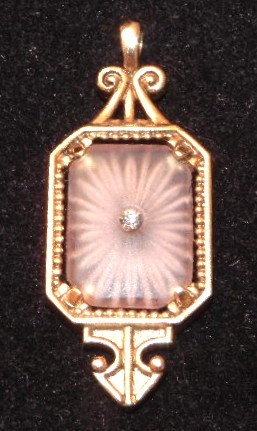 Vintage Avon 1977 Frost Lights Camphor Glass Pendant Only Gold Tone Signed