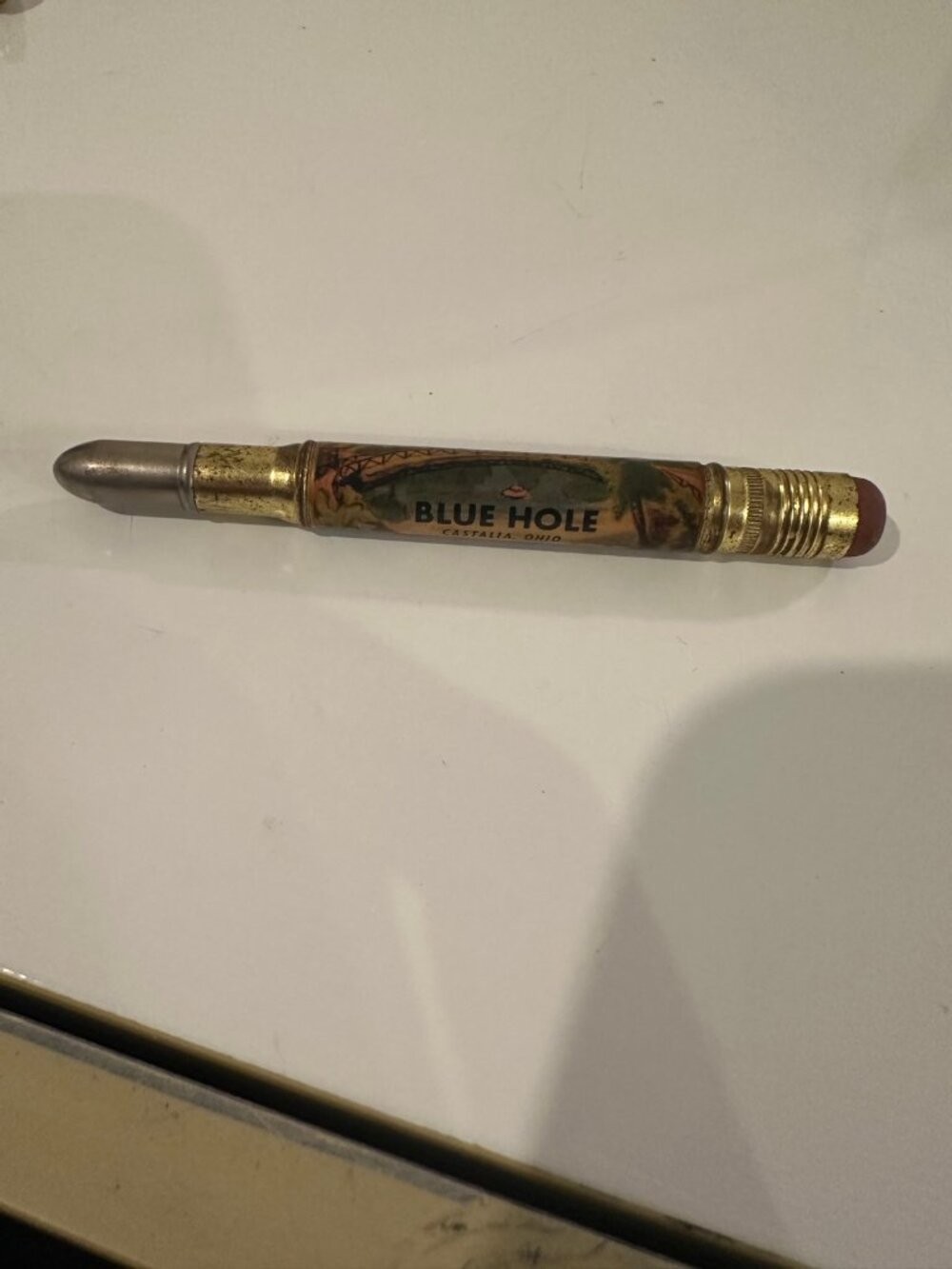 Vintage Blue Hole Castalia Ohio Souvenir Bullet Pencil Vintage Blue Hole Castalia Ohio Souvenir Bullet Pencil
