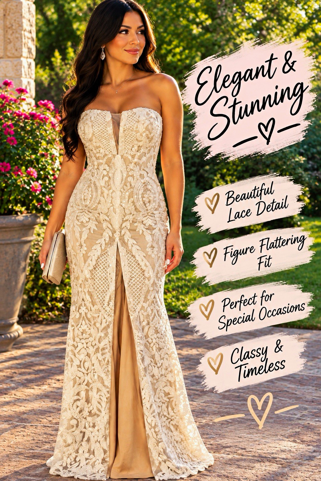 Love & Lemonade Strapless Lace Mermaid/Trumpet Full-Length Wedding Dress Love & Lemonade Strapless Lace Mermaid/Trumpet Full-Length Wedding Dress
