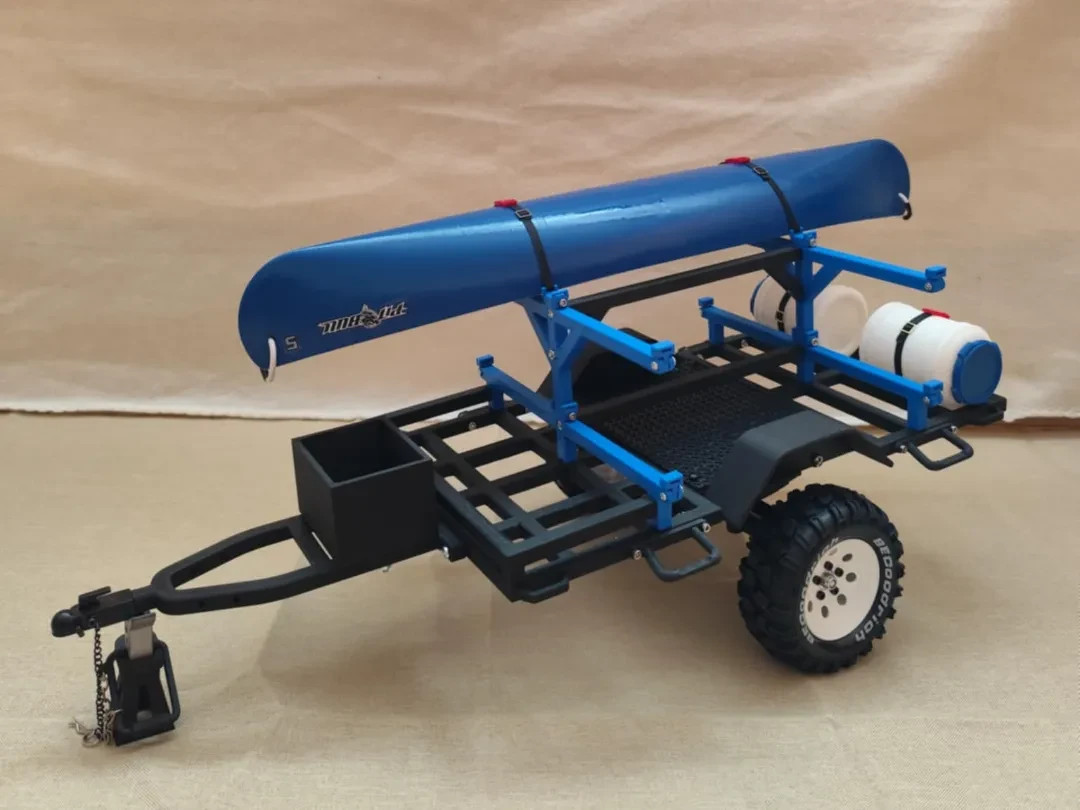 RC Adventure Trailer 1:10 Scale with Canoe & Add‑On Accessories Unassembled DIY