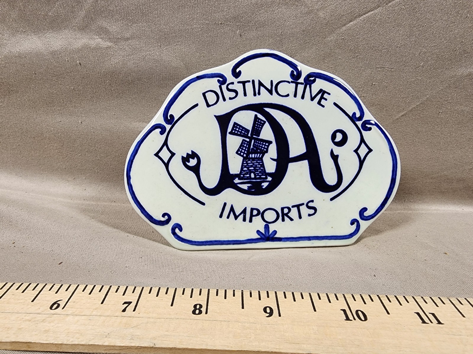 Vintage Dutch American Import Co. Dealer Shelf Sign Delft Blue Used