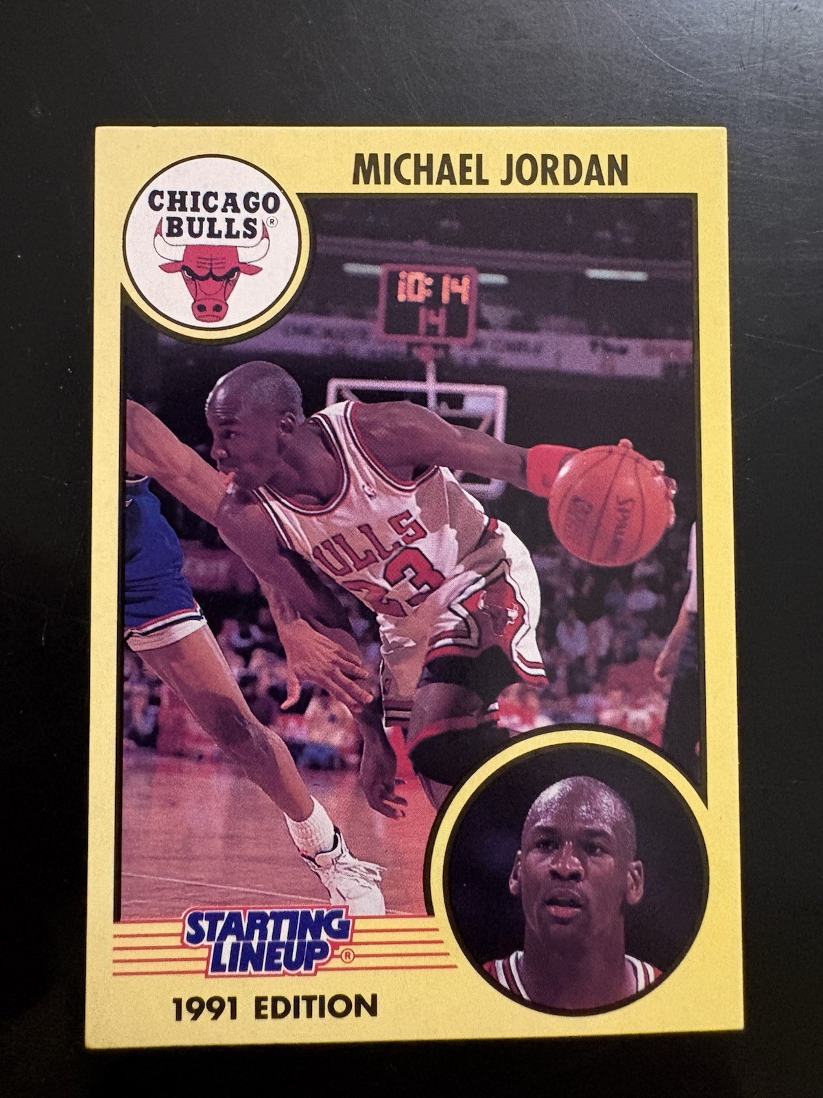 1991 Kenner Starting Lineup Card Michael Jordan Bulls White Uniform Dribbling 1991 Kenner Starting Lineup Card Michael Jordan Bulls White Uniform Dribbling