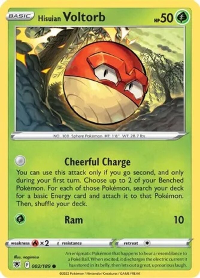 Hisuian Voltorb - 002/189 - Common (Near Mint) Astral Radiance - Grass Pokémon
