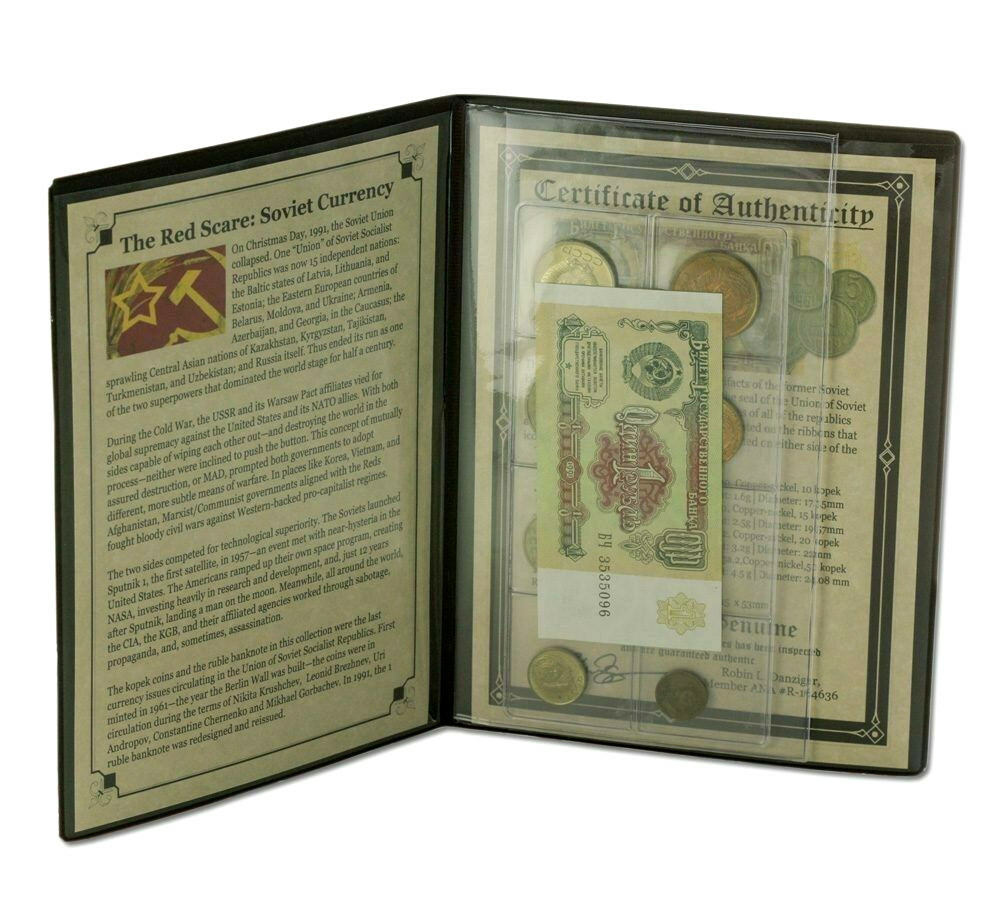 The Last Of The USSR 8 Coins & 1 Ruble Banknote COA & History & Album Included The Last Of The USSR 8 Coins & 1 Ruble Banknote COA & History & Album Included