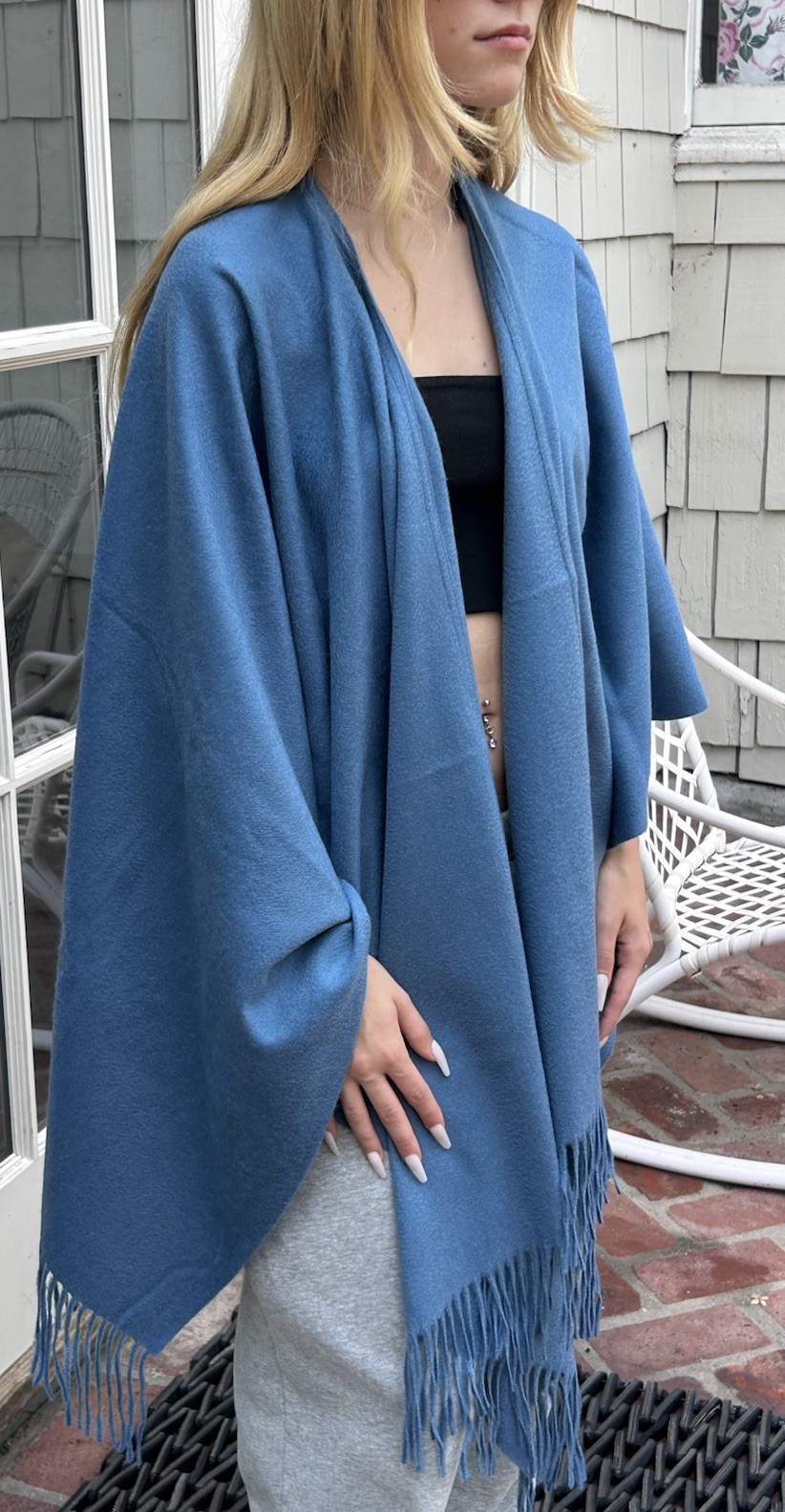 NWOT Brooks Brothers 100% Cashmere Wrap Poncho Cape Blue Luxury $598 NWOT Brooks Brothers 100% Cashmere Wrap Poncho Cape Blue Luxury $598
