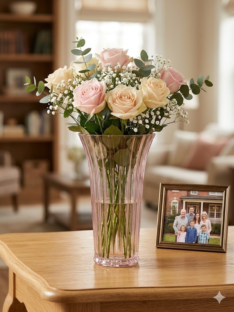 Overjoyed Boutique Pink Ribbed Glass Vase 11\