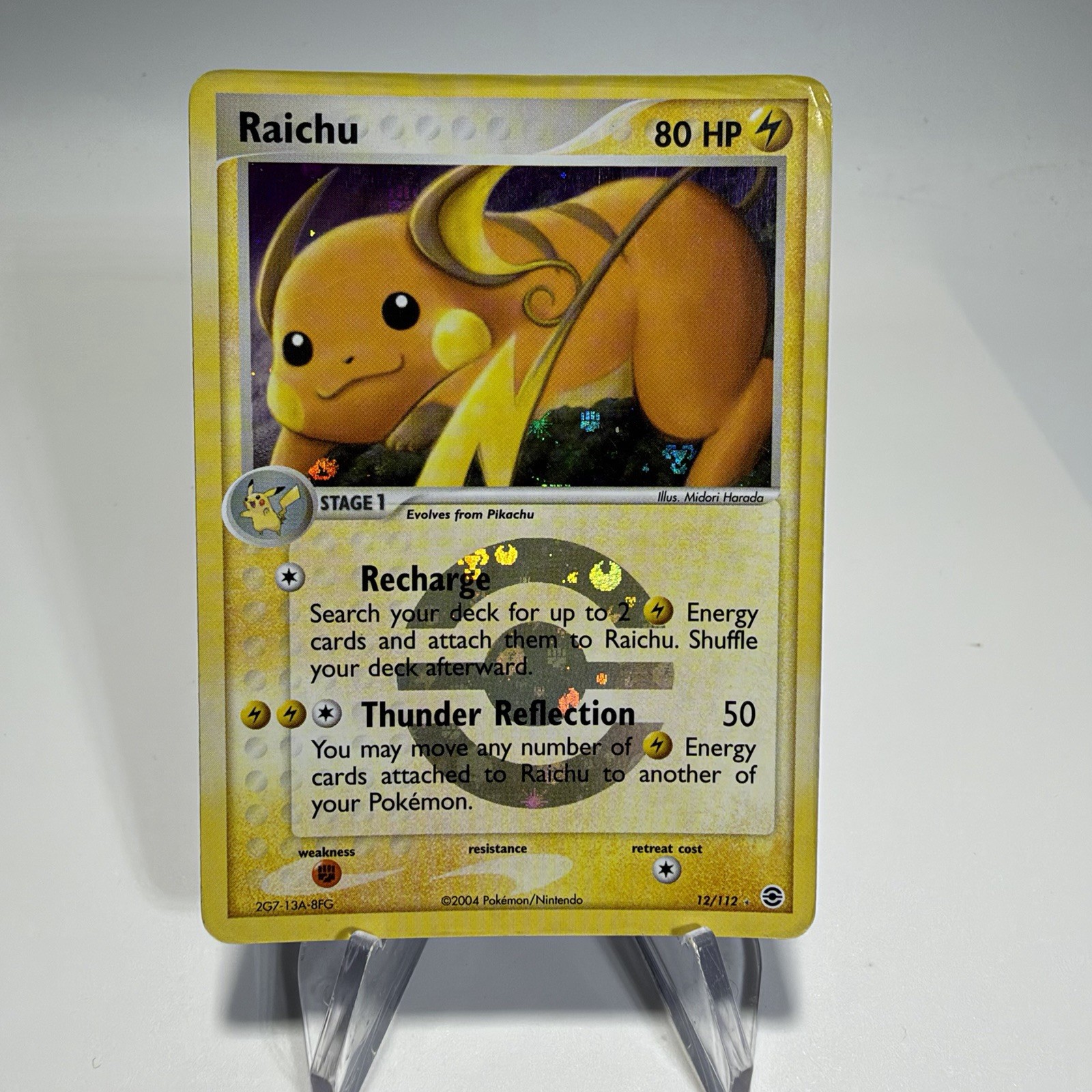 RAICHU 2004 Pokemon Fire Red & Leaf Green REVERSE HOLO Rare POKÉMON 12/112 MP RAICHU 2004 Pokemon Fire Red & Leaf Green REVERSE HOLO Rare POKÉMON 12/112 MP