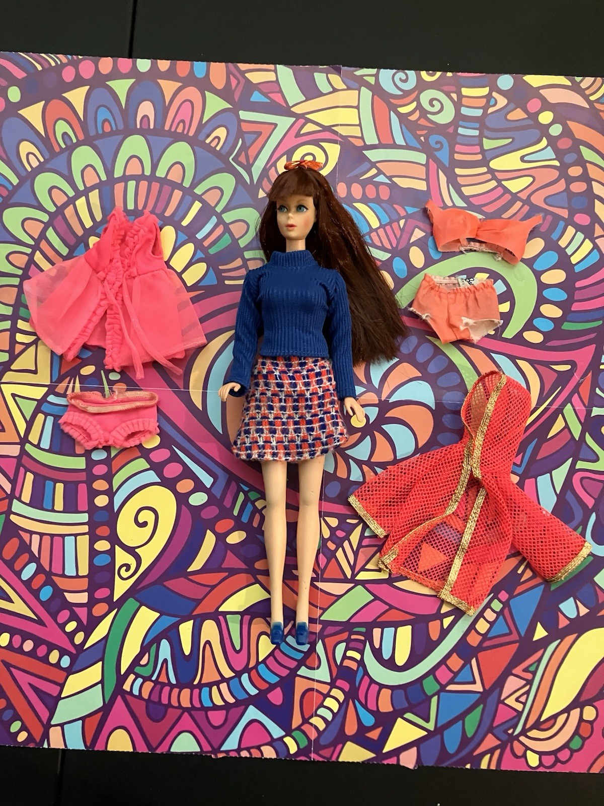 Vintage 1968 TNT Mod Era Barbie Red Hair Reroot, Clothes, Shoes, Stand Included Vintage 1968 TNT Mod Era Barbie Red Hair Reroot, Clothes, Shoes, Stand Included