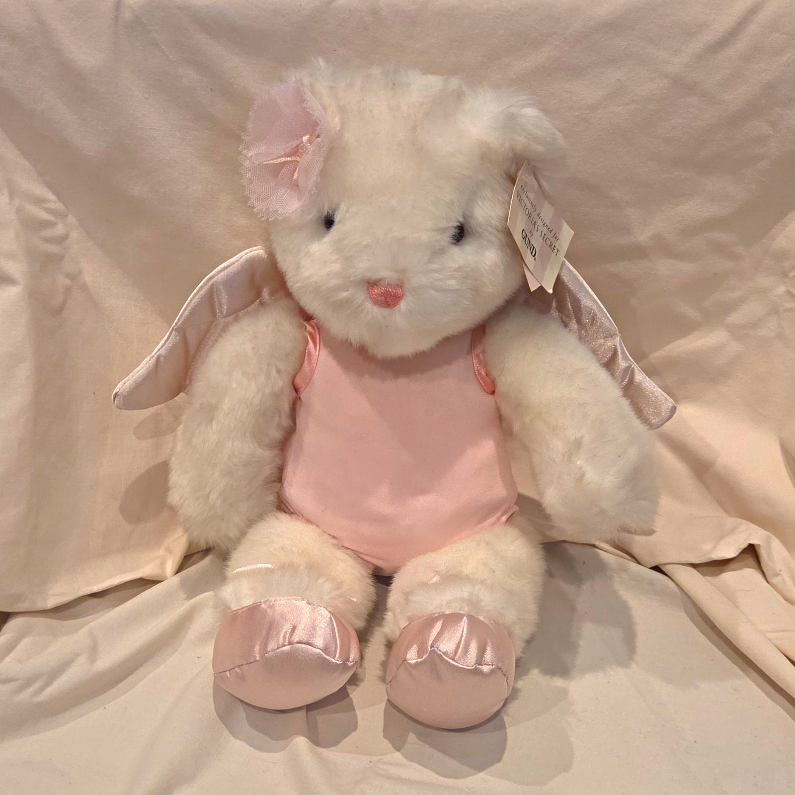 Gund Victoria\'s Secret Angel Bear White Plush Teddy w/ Pink Dress, Wings & Bow Gund Victoria\'s Secret Angel Bear White Plush Teddy w/ Pink Dress, Wings & Bow