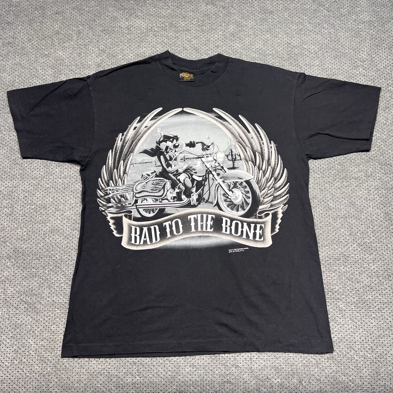 Vintage 1996 Tasmanian Devil Motorcycle T-Shirt XL “Bad To The Bone” Rare Men’s 
