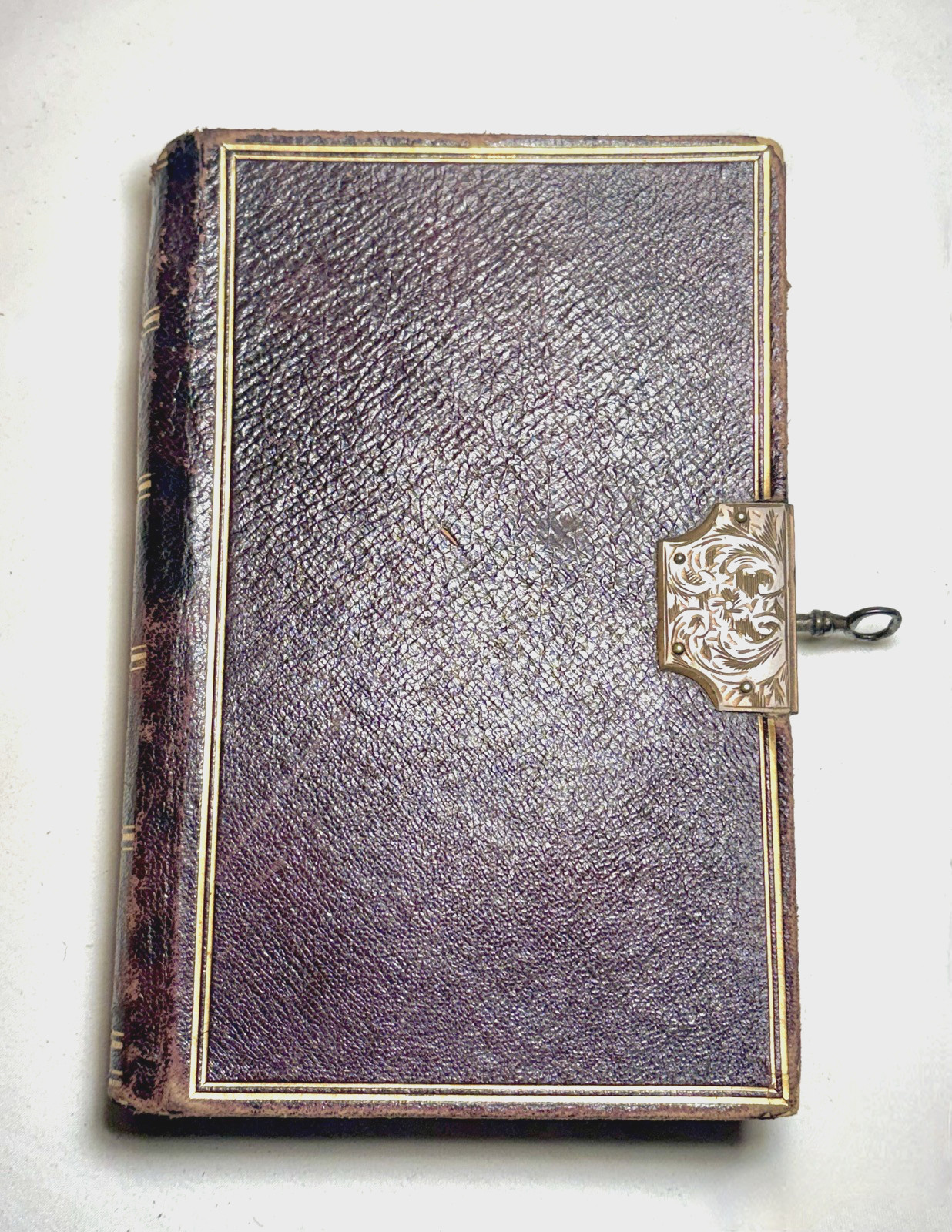 Antique 19th century Leather Journal Diary Book Brass Lock & Key Never Used Antique 19th century Leather Journal Diary Book Brass Lock & Key Never Used