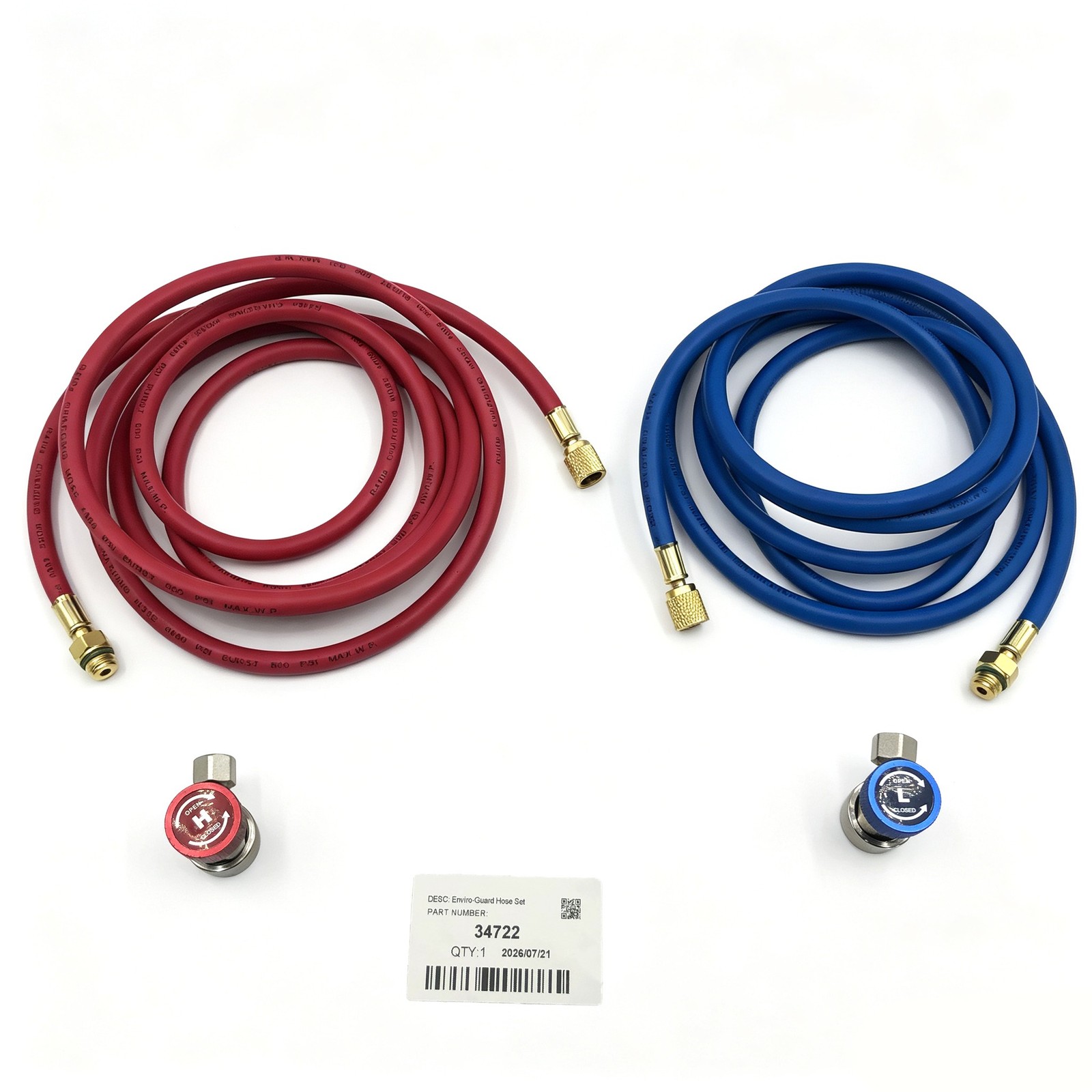 10FT 34722 Hose Set for Robinair HVAC Hose,R134A Manual Replacement Coupler