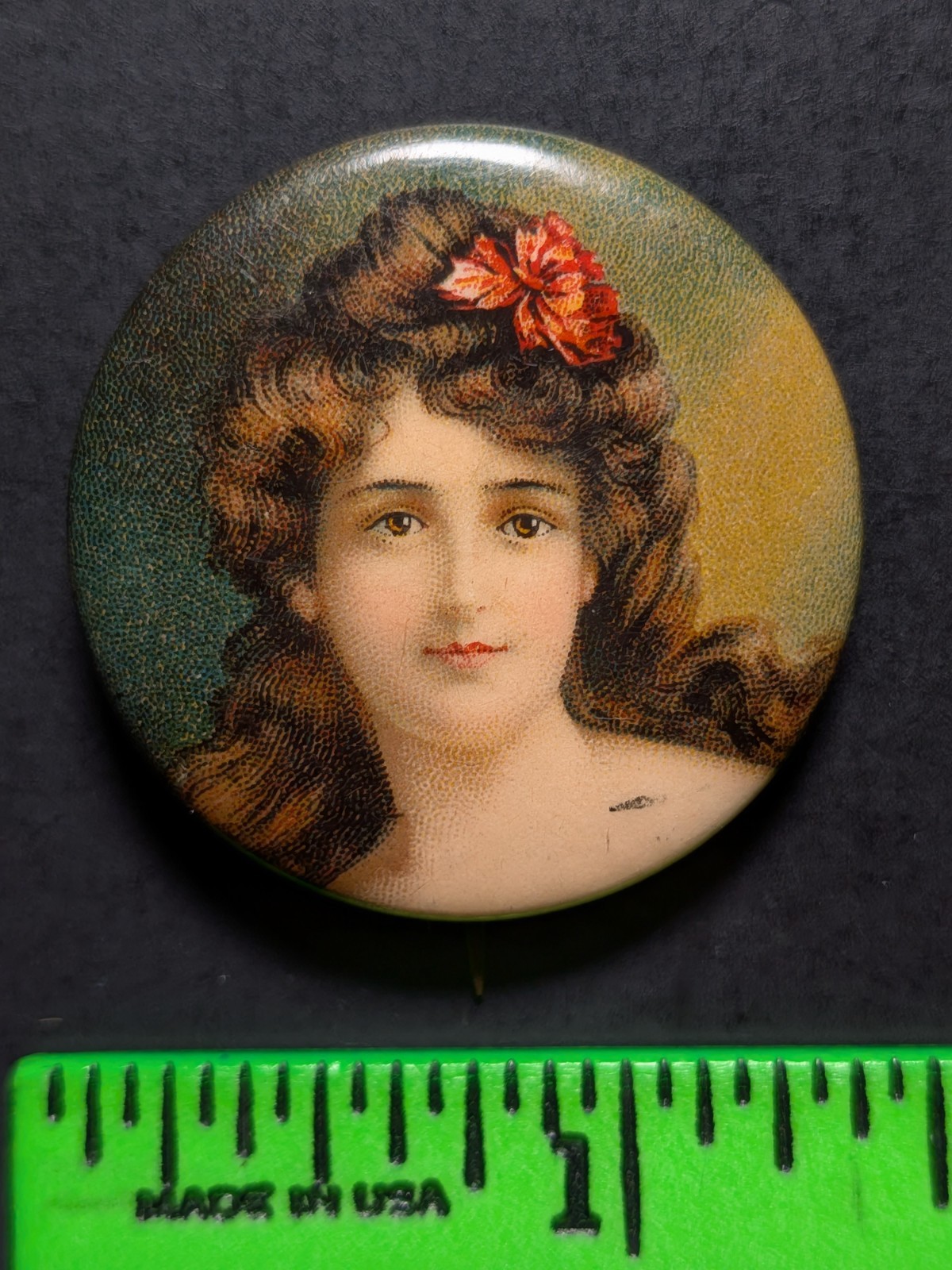 Vintage Athletic Tobacco Victorian Pinup Girl Pinback Pin Vintage Athletic Tobacco Victorian Pinup Girl Pinback Pin