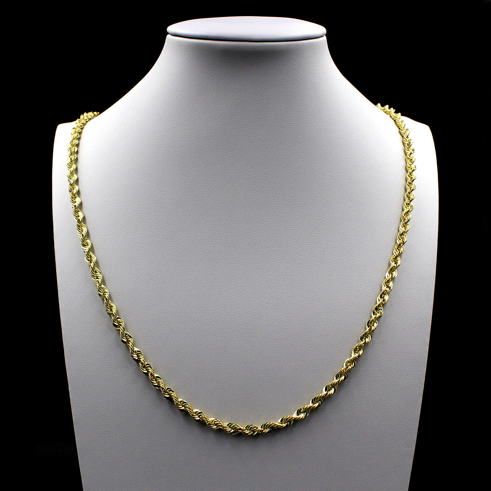 10K Yellow Gold Necklace Gold Rope Chain 2.5mm 16