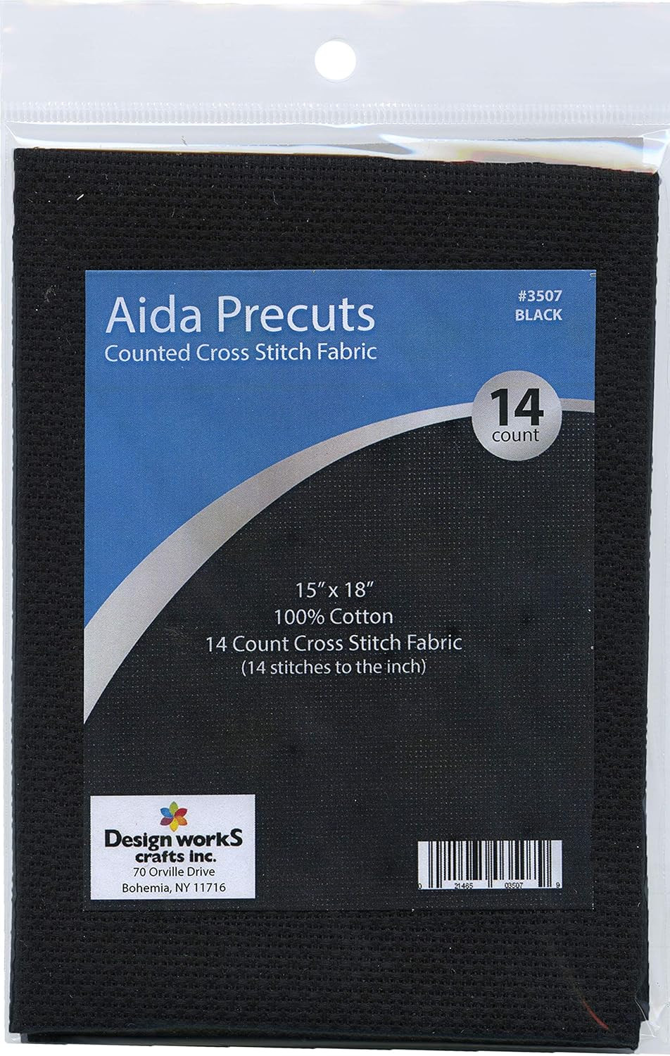 14 Count Aida Fabric Pre-Cut for Counted Cross Stitch - Black 14 Count Aida Fabric Pre-Cut for Counted Cross Stitch - Black