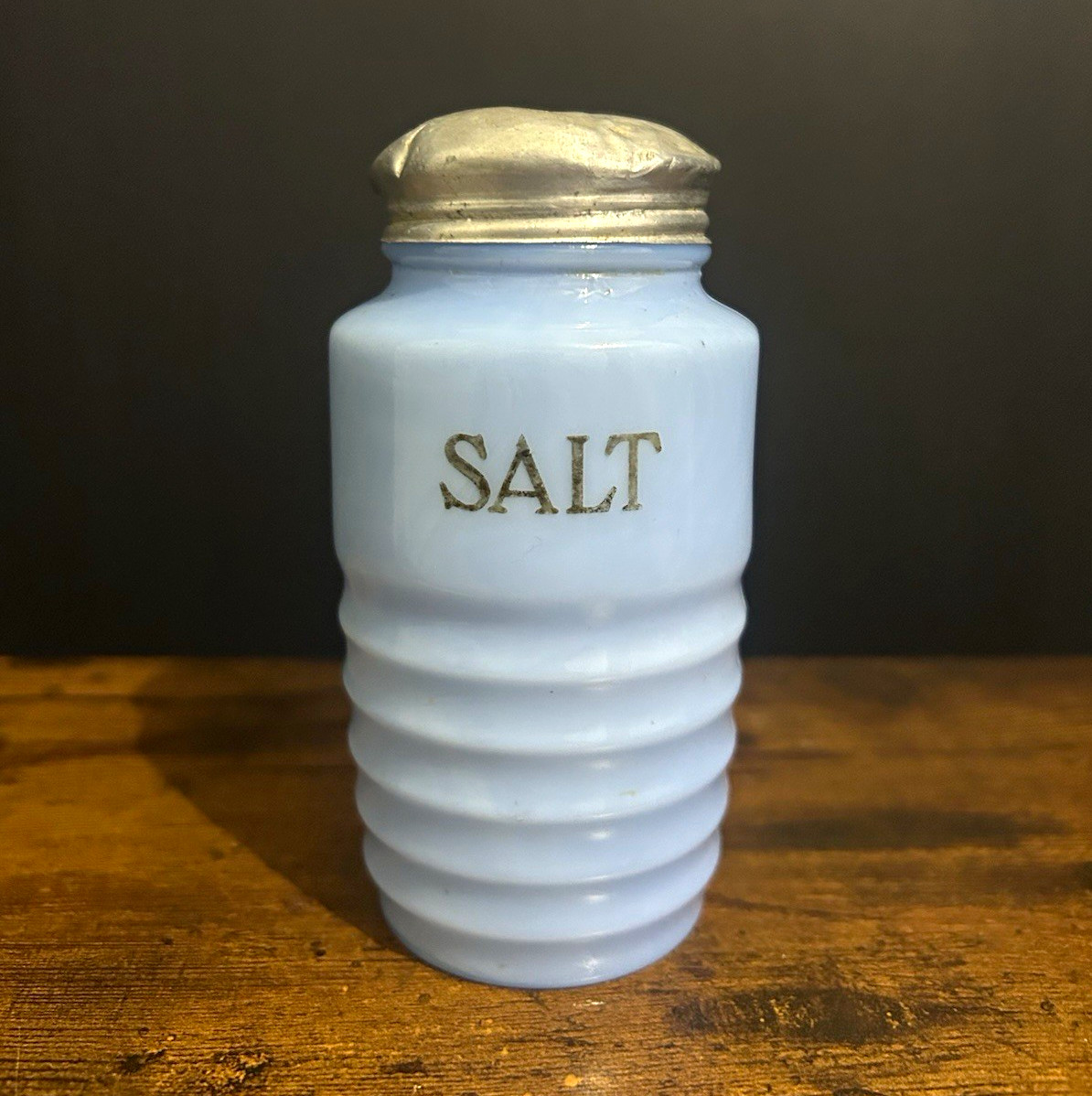 Vintage Jeannette Glass Delphite Blue Ribbed Salt Shaker Vintage Jeannette Glass Delphite Blue Ribbed Salt Shaker