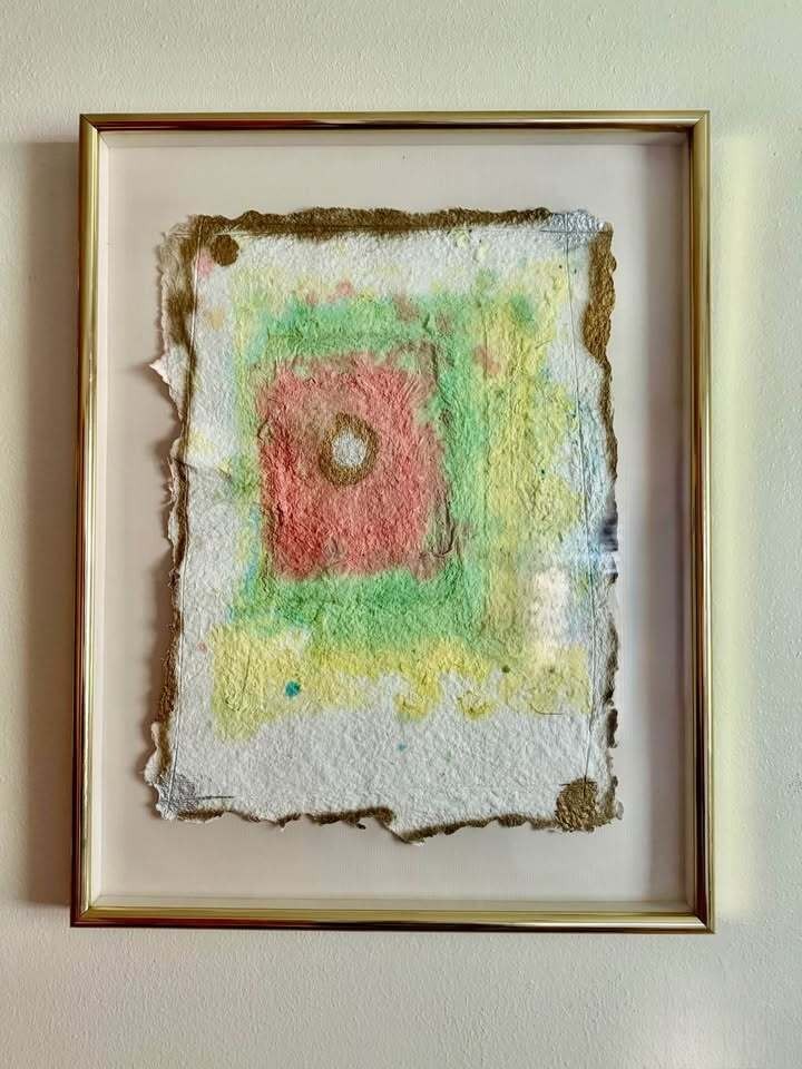 Original Contemporary Abstract Painting on Handmade Float-Mounted Paper