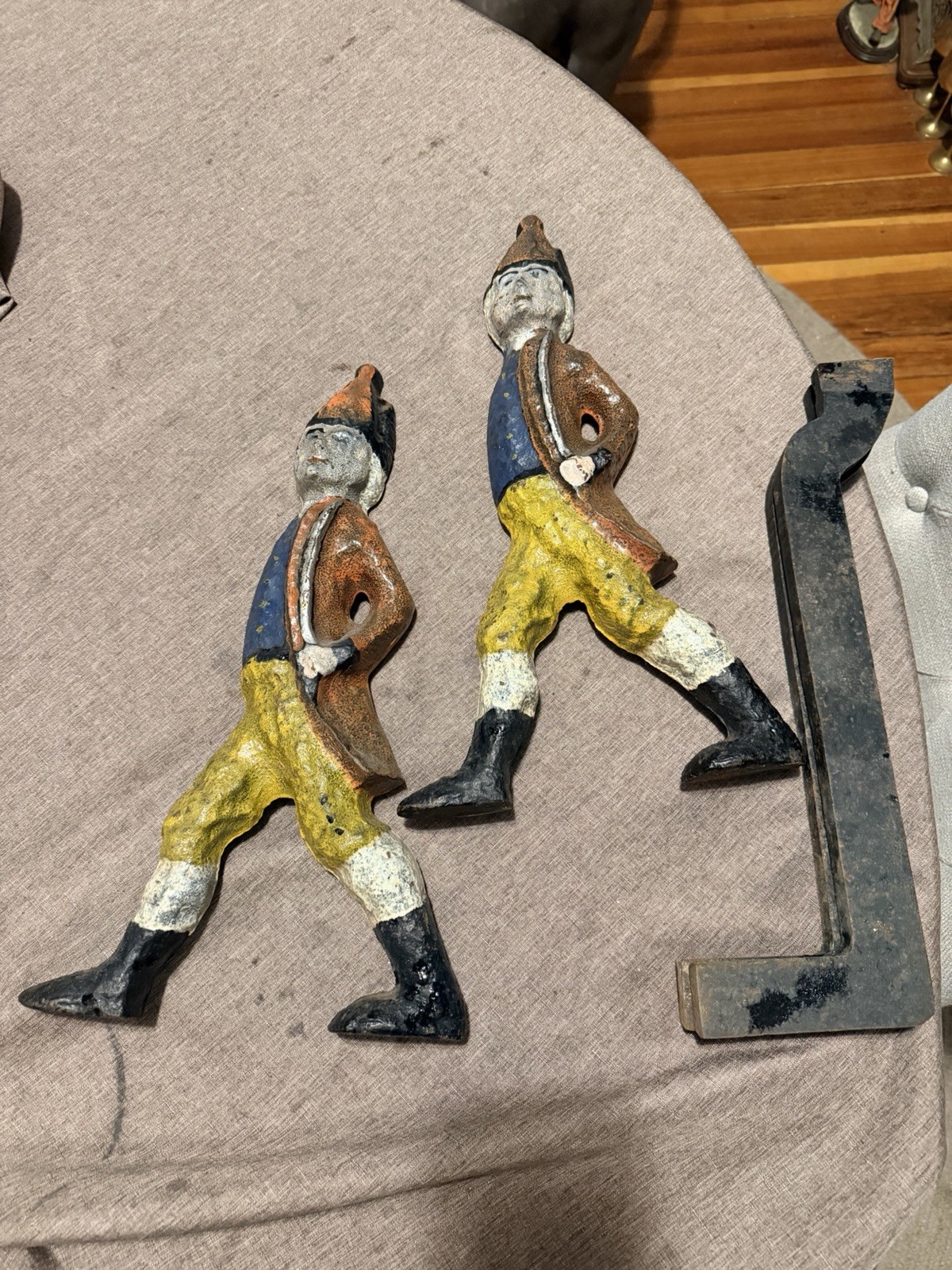 Set Of Antique Cast Metal Hessian Soldier Andiron Set Of Antique Cast Metal Hessian Soldier Andiron