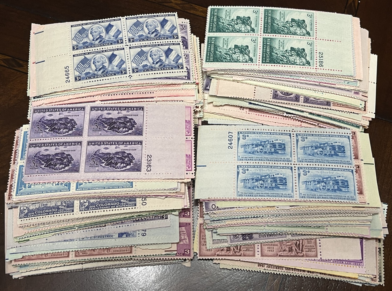 RHstamps 50 DIFFERENT 3 CENT VINTAGE PLATE BLOCKS OF 4, MINT NOT HINGED, MNH RHstamps 50 DIFFERENT 3 CENT VINTAGE PLATE BLOCKS OF 4, MINT NOT HINGED, MNH