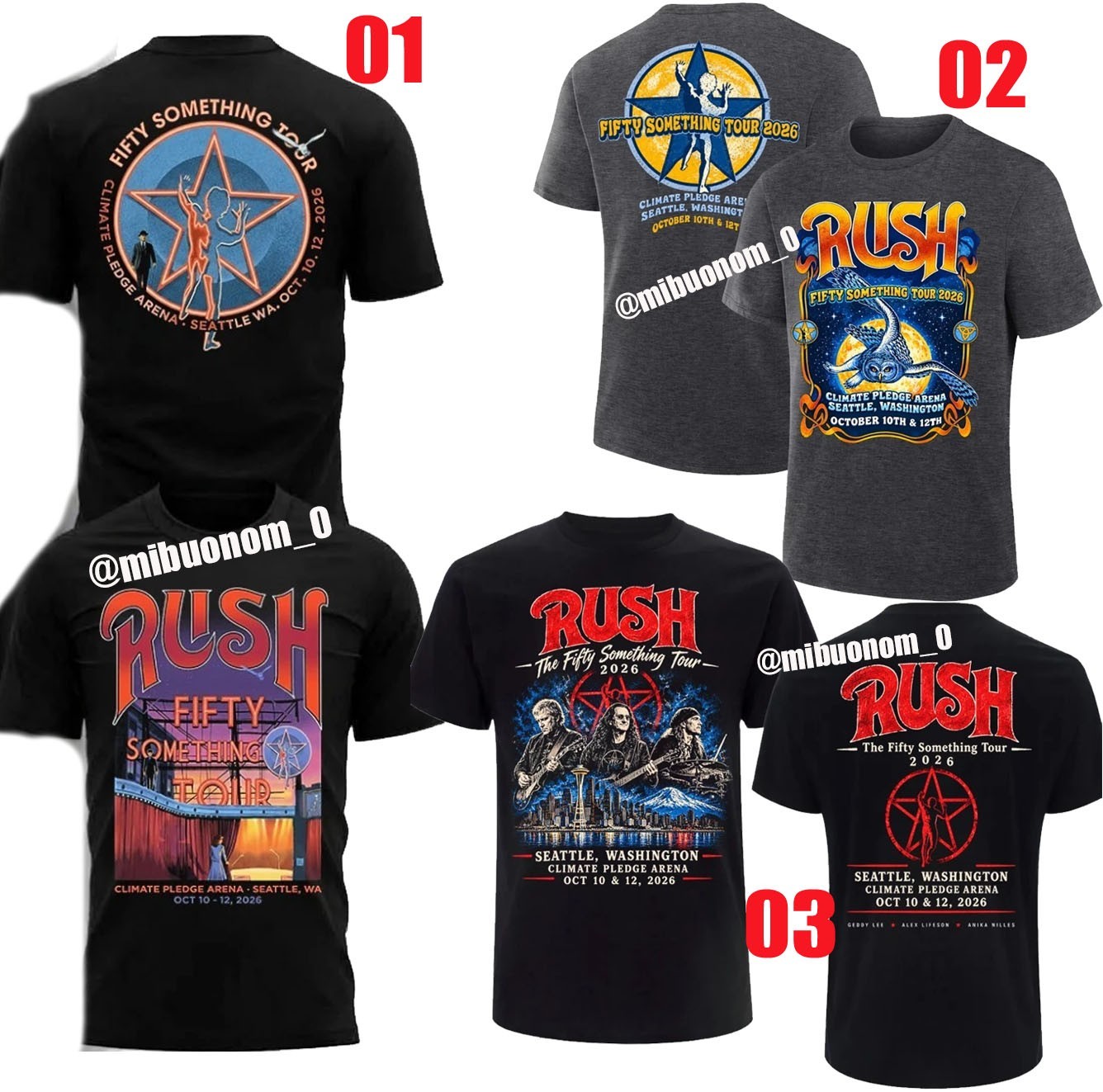 RUSH Fifty Something Tour 2026 Seattle October 10 & 12 T-Shirt Reprint