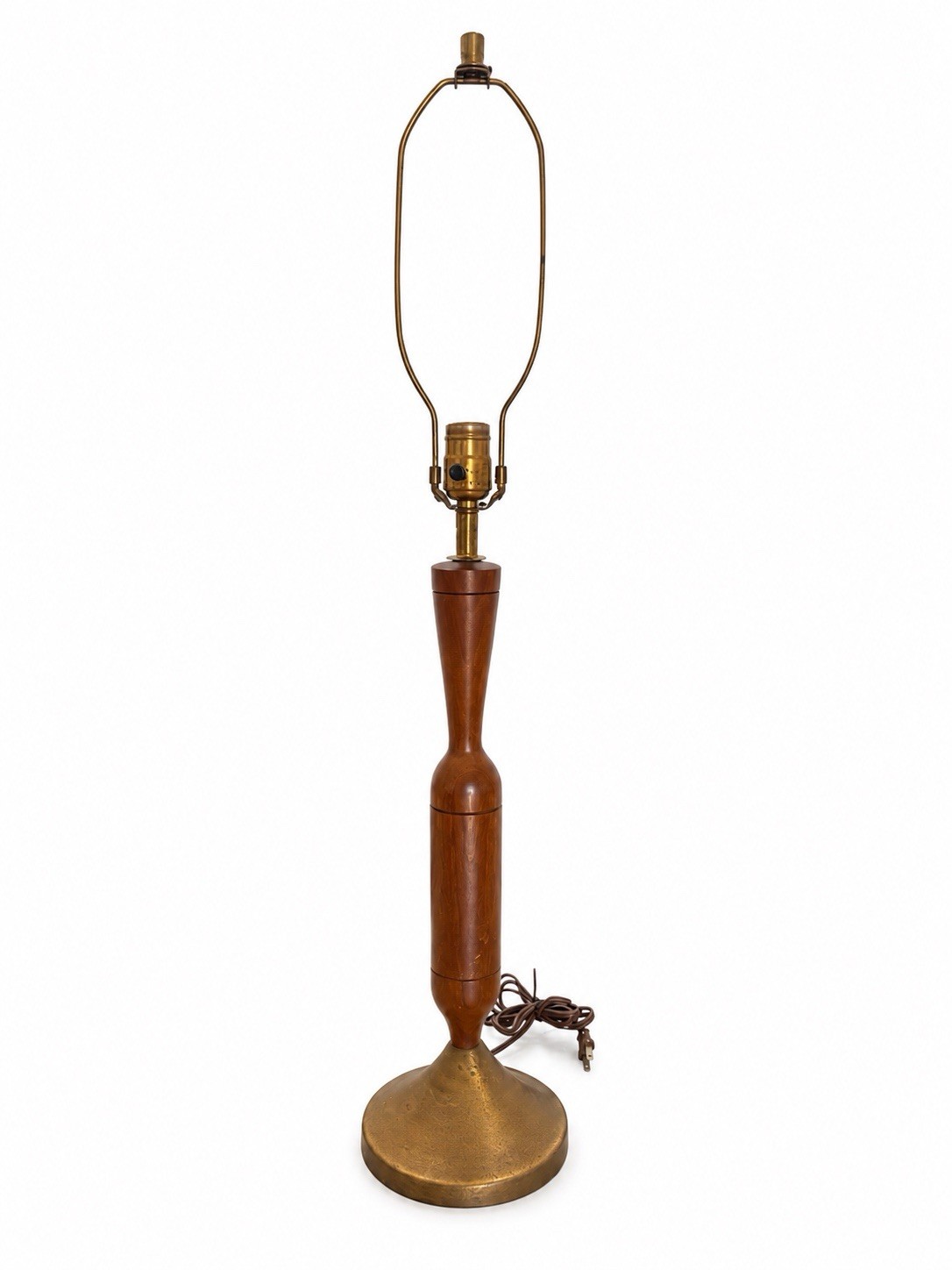 Vintage MCM Mid Century Solid Wood & Brass Tall Sculptural Danish Style Lamp Vintage MCM Mid Century Solid Wood & Brass Tall Sculptural Danish Style Lamp