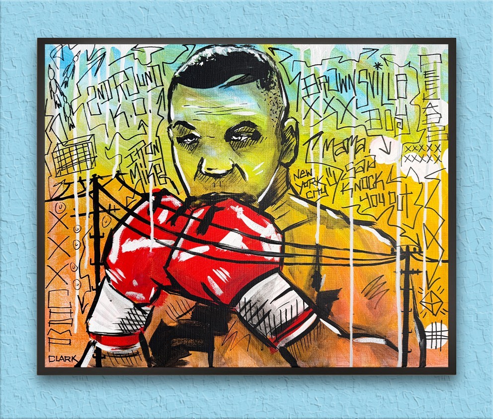 Striking Mike Tyson Graffiti Pop Art Acrylic Painting - 16x20 Striking Mike Tyson Graffiti Pop Art Acrylic Painting - 16x20