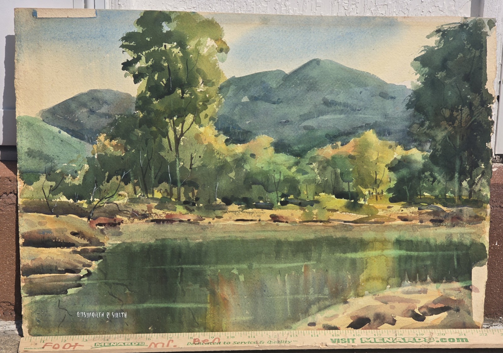 Vtg Ellsworth P Smith Watercolor Cane River Celo Mountain Burnsville NC Signed