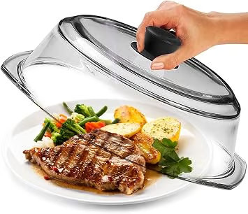 Le\'raze Tall Glass Microwave Splatter Cover - Cool Touch Easy Grip Handle Le\'raze Tall Glass Microwave Splatter Cover - Cool Touch Easy Grip Handle