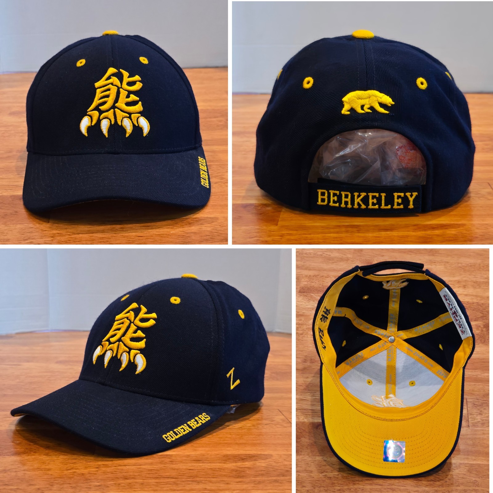 New Cal Berkeley Golden Bears Kanji 熊 Bear Claw Logo Zephyr Cap Hat OSFM Navy New Cal Berkeley Golden Bears Kanji 熊 Bear Claw Logo Zephyr Cap Hat OSFM Navy