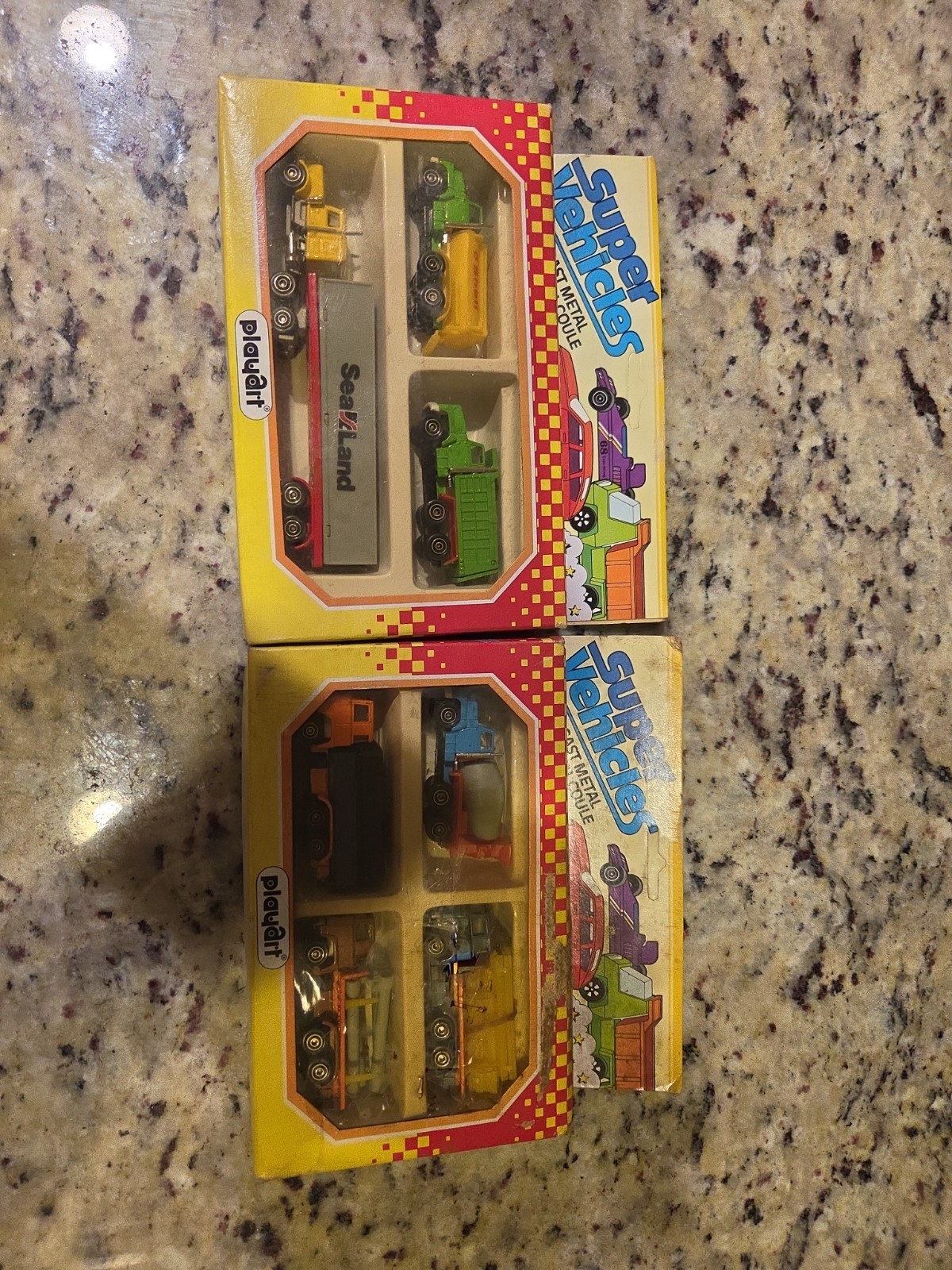Vintage Playart Super Vehicles Diecast Truck Lot 4-Packs Sea-Land Boxed HK Rare Vintage Playart Super Vehicles Diecast Truck Lot 4-Packs Sea-Land Boxed HK Rare