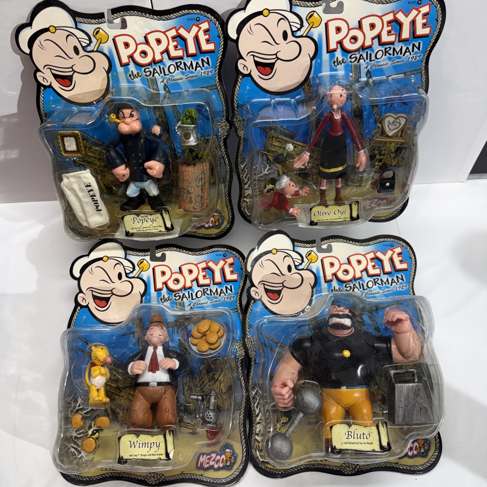 POPEYE the SAILORMAN Set Of 4 Figures MEZCO 2001 Olive Oyl/Popeye/Wimpy/Bluto POPEYE the SAILORMAN Set Of 4 Figures MEZCO 2001 Olive Oyl/Popeye/Wimpy/Bluto