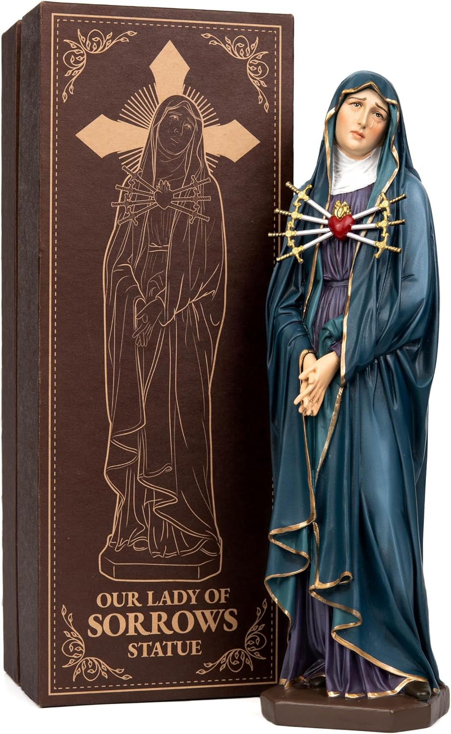 Hand-Painted Our Lady of Sorrows Statue, Blessed Virgin Mary Figurine, Spiritual Hand-Painted Our Lady of Sorrows Statue, Blessed Virgin Mary Figurine, Spiritual