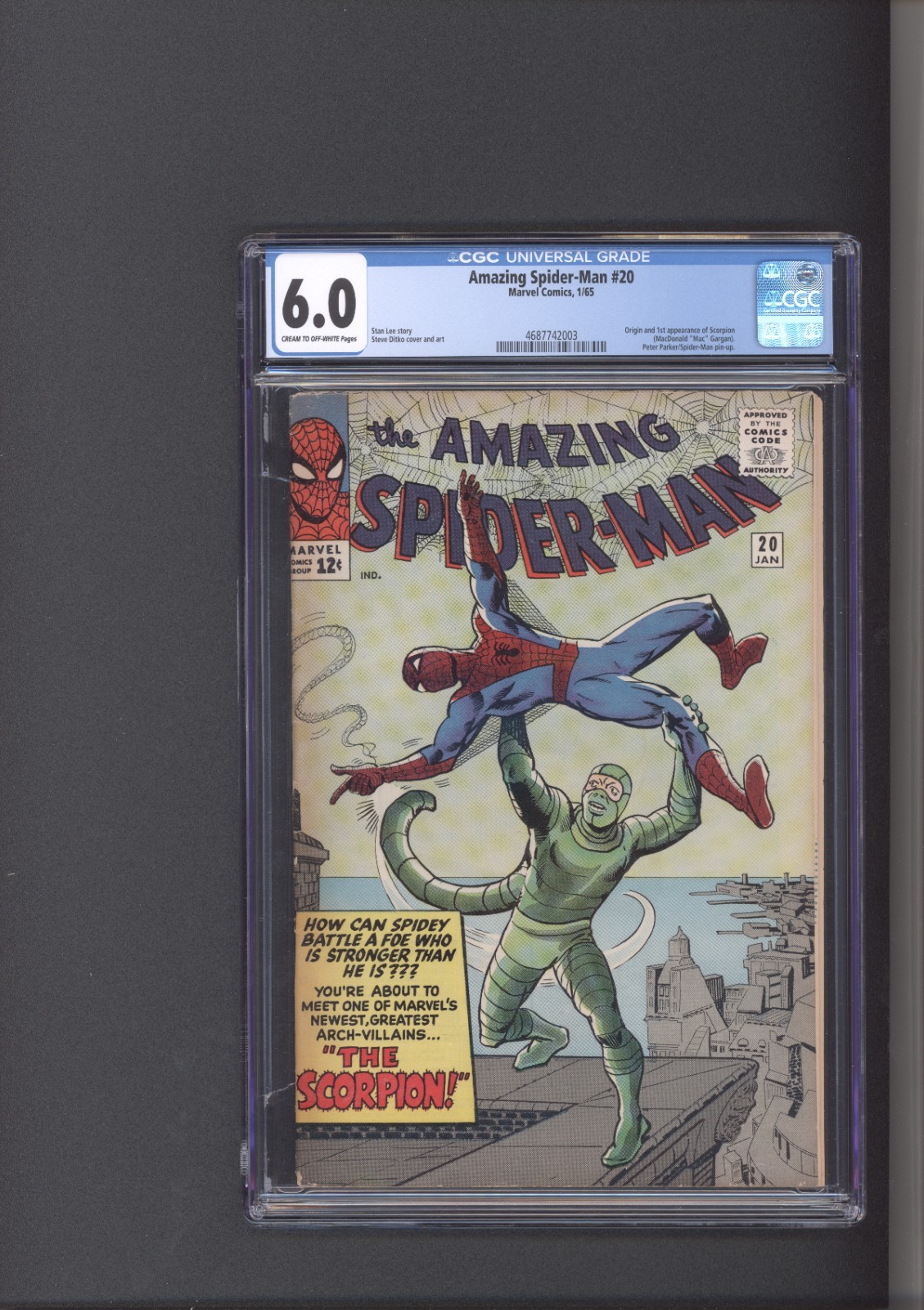 Amazing Spider-Man 20 CGC 6.0 Origin and 1st App of Scorpion 1965