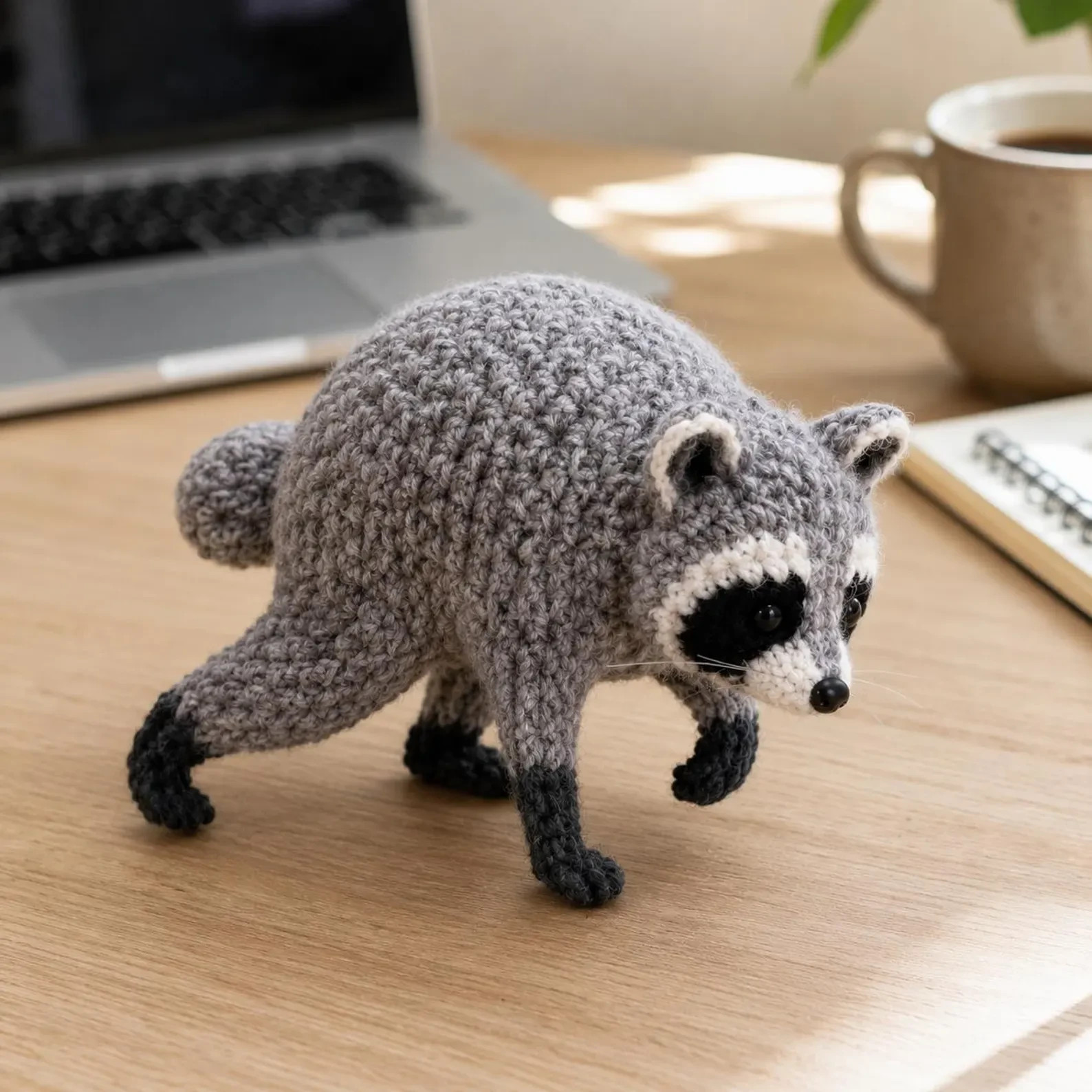 Handmade Crochet Jimothy Raccoon Plush, Woodland Animal Amigurumi 5 inch Handmade Crochet Jimothy Raccoon Plush, Woodland Animal Amigurumi 5 inch