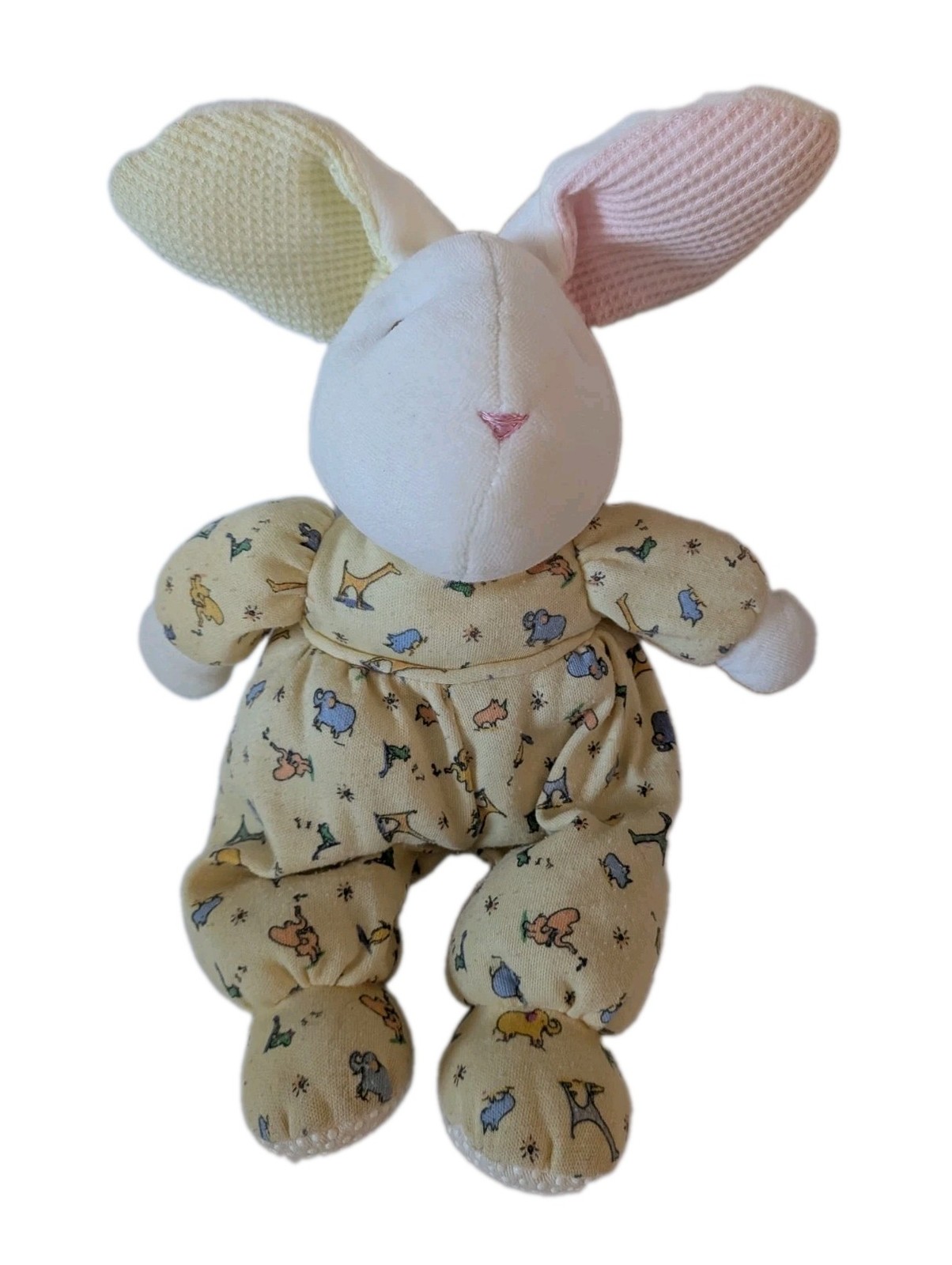 Vintage Carter\'s John Lennon Real Love Bunny Plush Rattle Yellow Animal Print