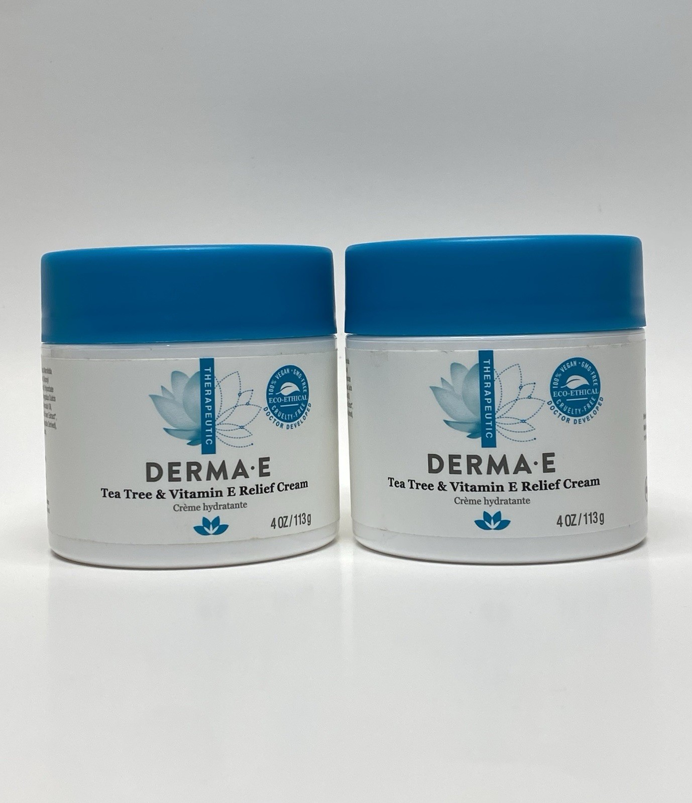 Derma E Tea Tree and Vitamin E Relief Cream - 4 oz Each (Pack 2 )