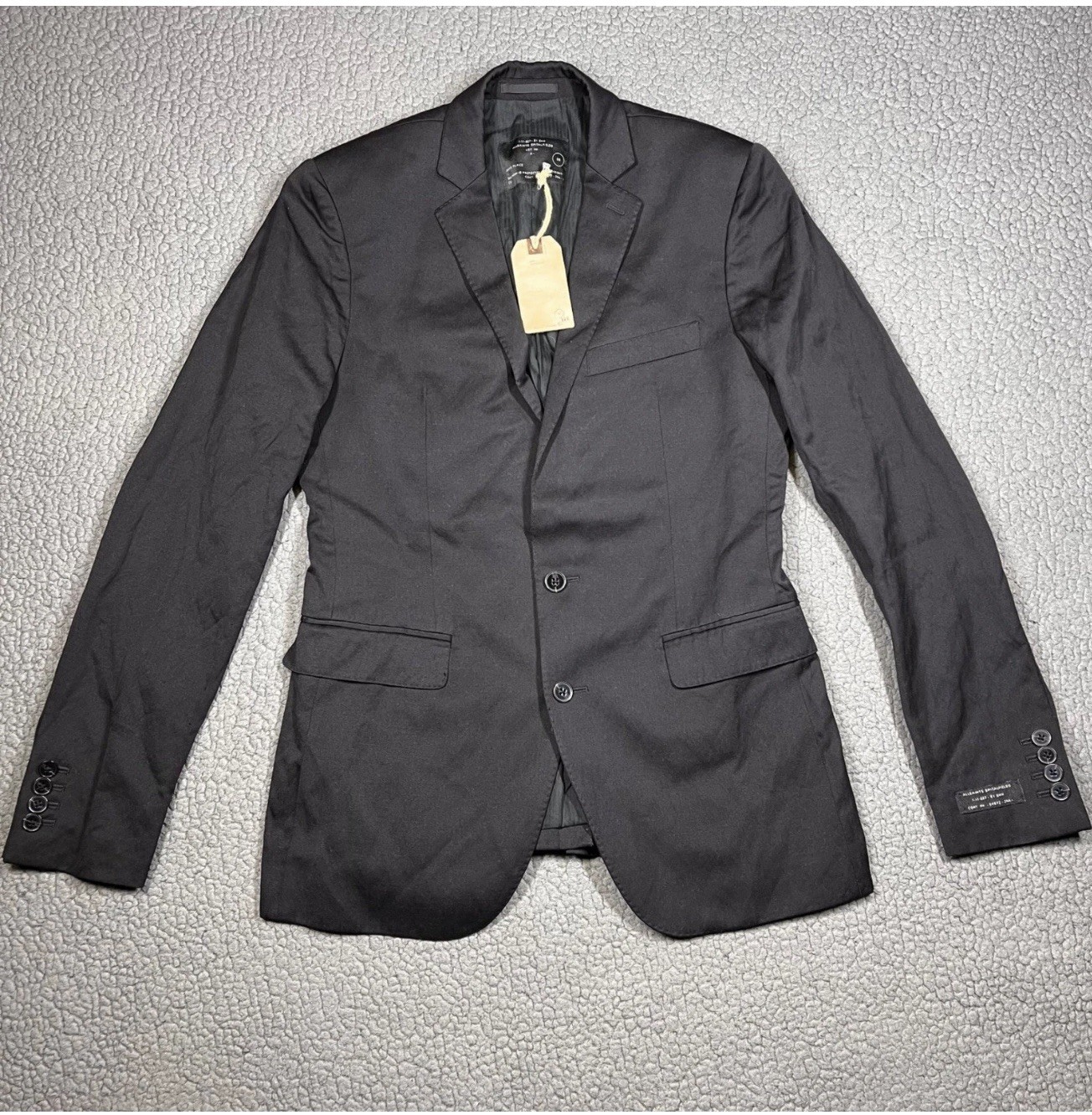 All Saints Wool Blend Blazer Mens 38 Jet Black Daken Jacket - brand new  