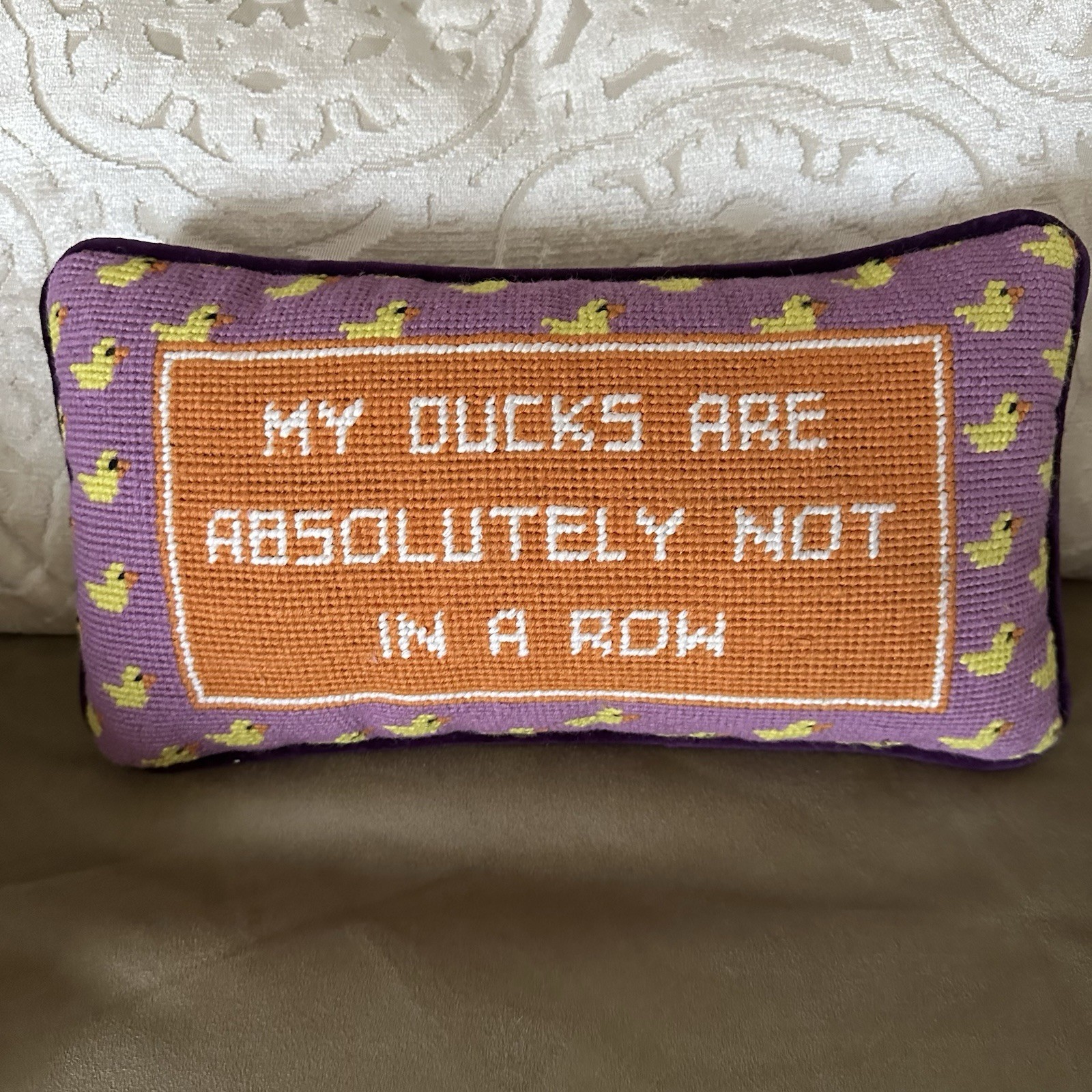 Furbish Studio Needlepoint Pillow Ducks In A Row Furbish Studio Needlepoint Pillow Ducks In A Row