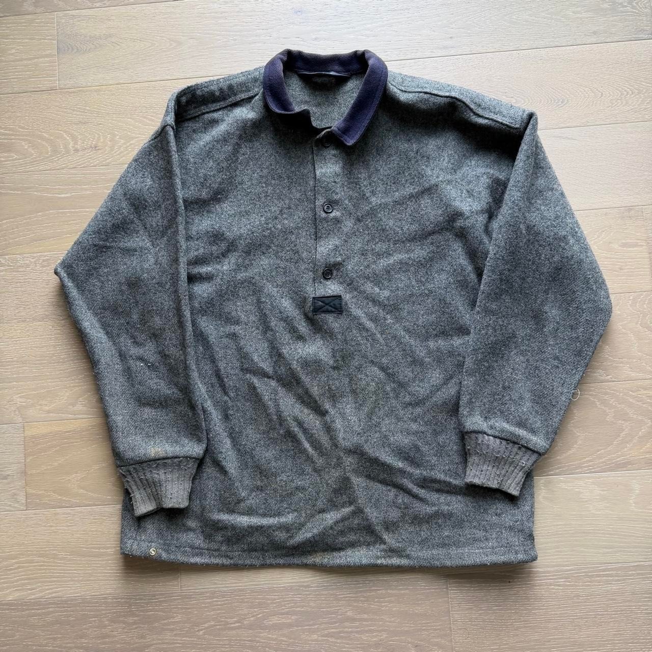 Woolrich Vintage Mens Gray Purple Two Tone Henley Long Sleeve Shirt Made in USA