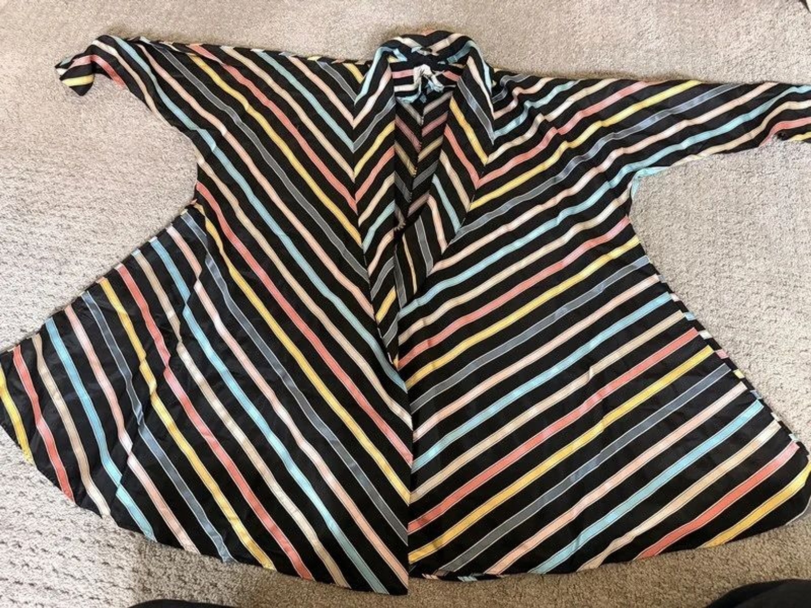 Vintage 1940s Maxan Rainbow Striped Hostess Robe / Dressing Gown